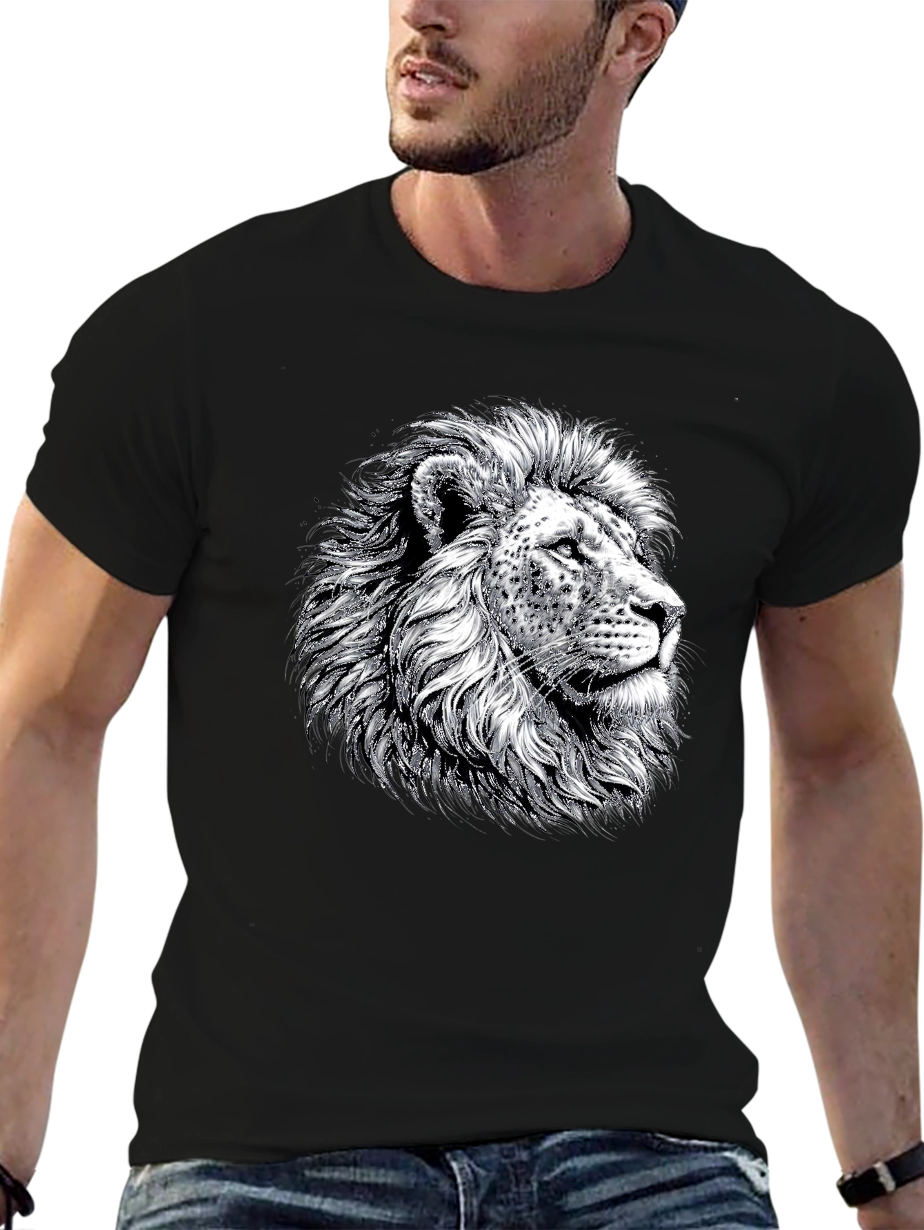 Lion Graphic Tee - Bold Black T-Shirt