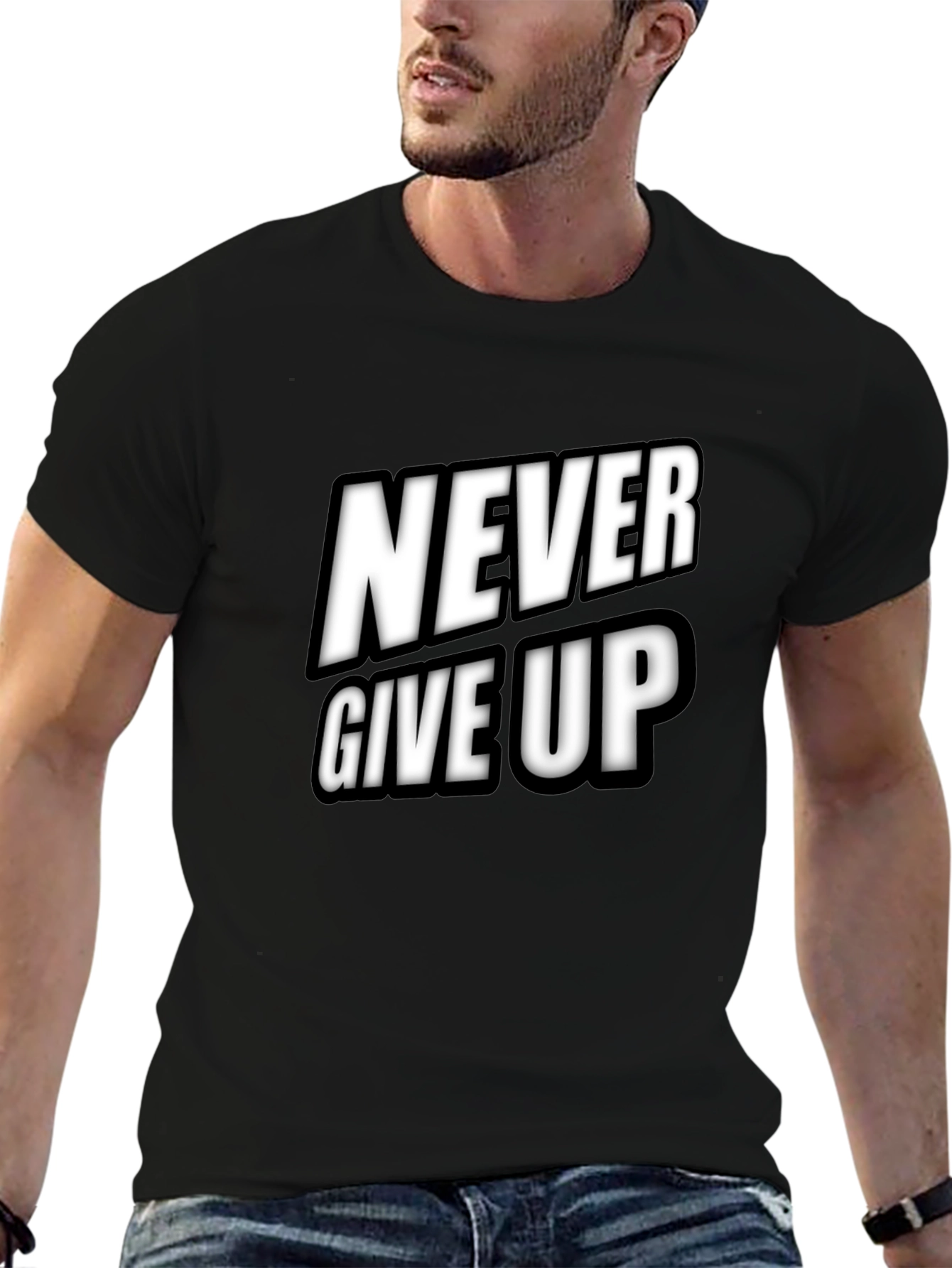 Never Give Up Black T-Shirt