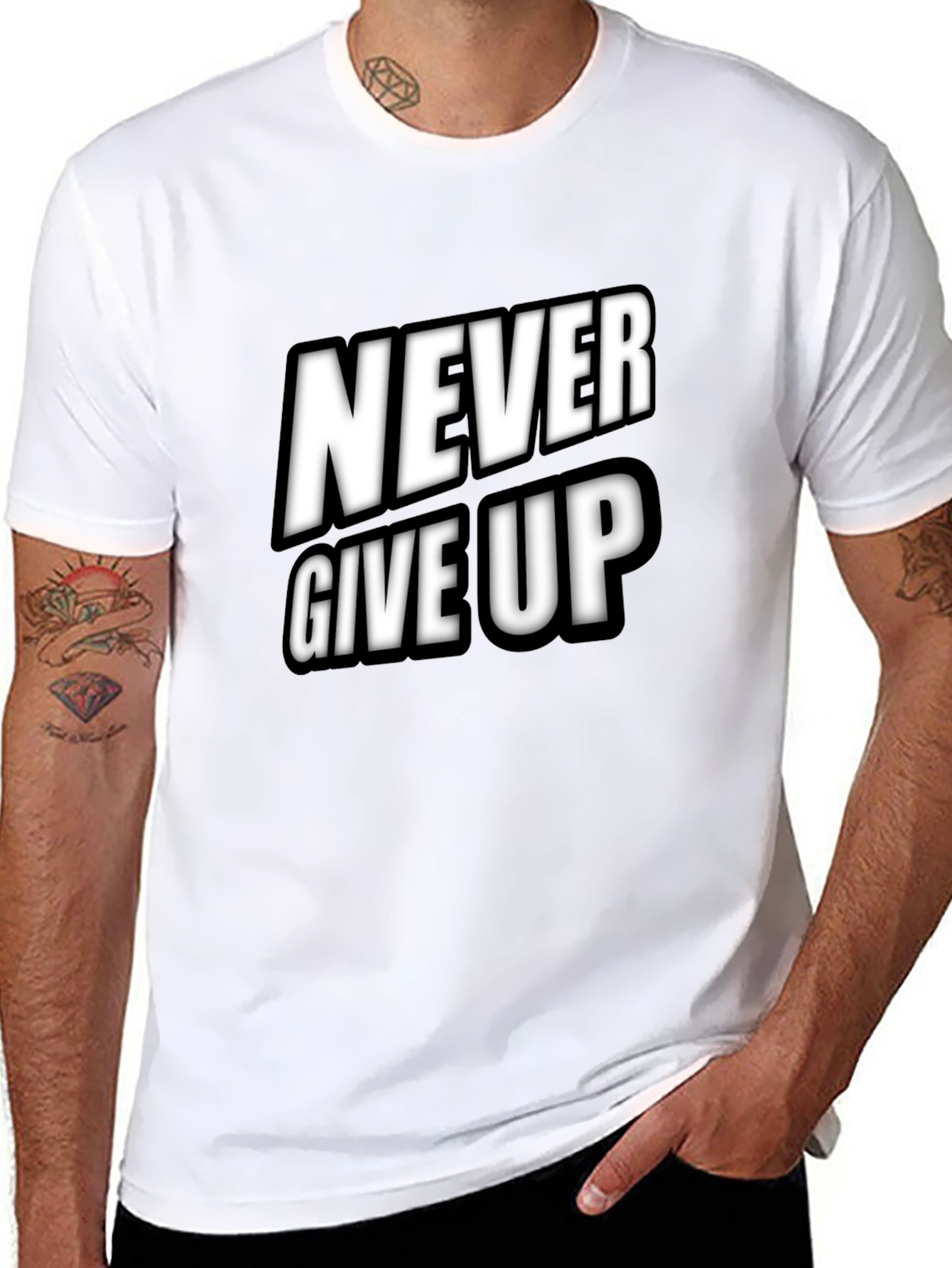 Never Give Up Black T-Shirt