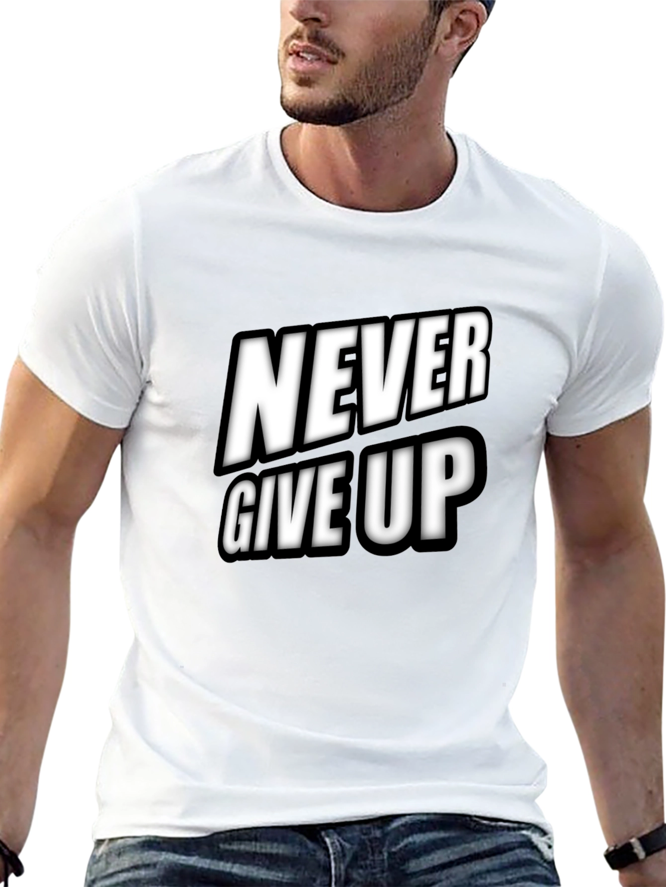 Never Give Up Black T-Shirt