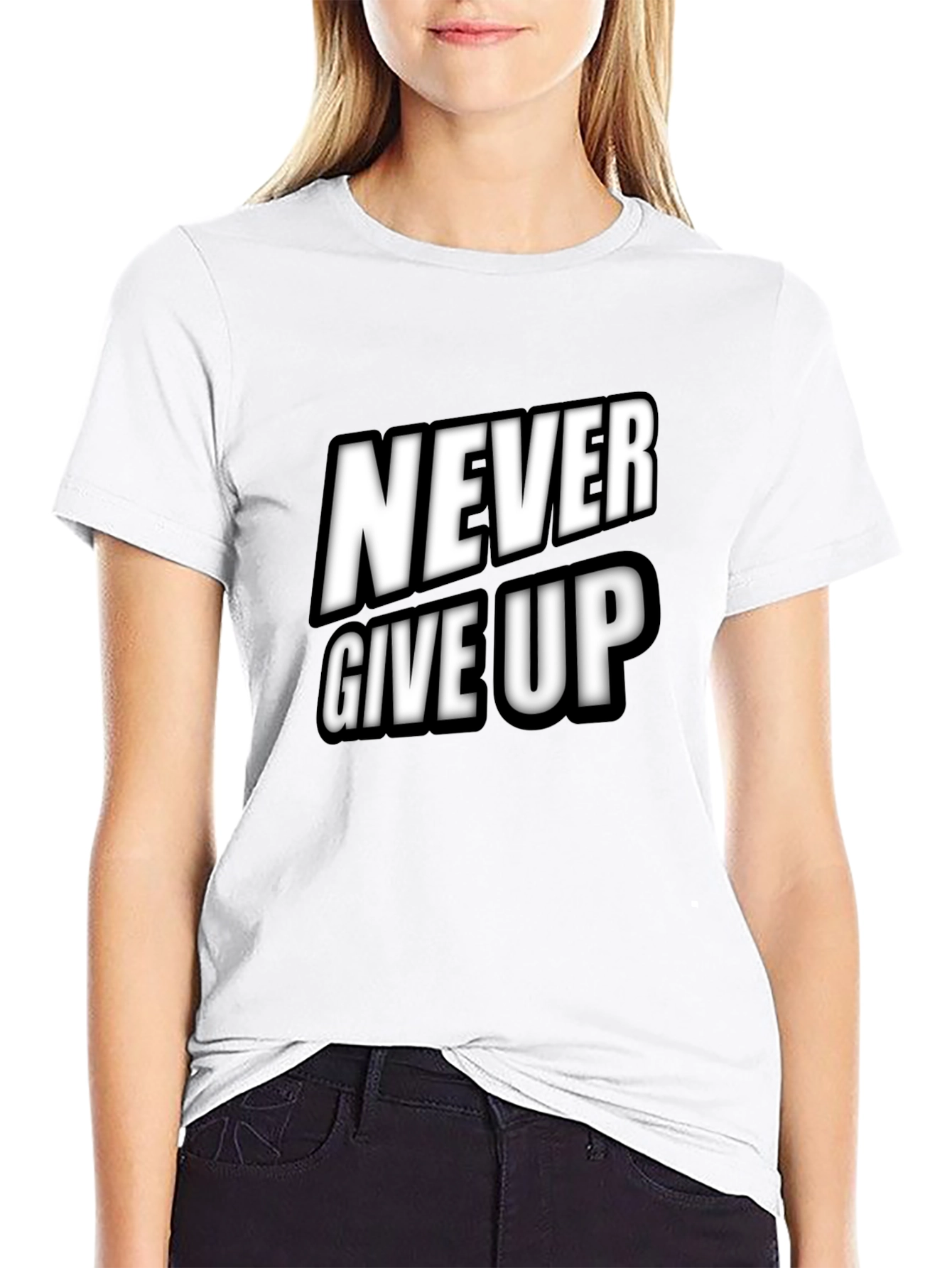 Never Give Up Black T-Shirt