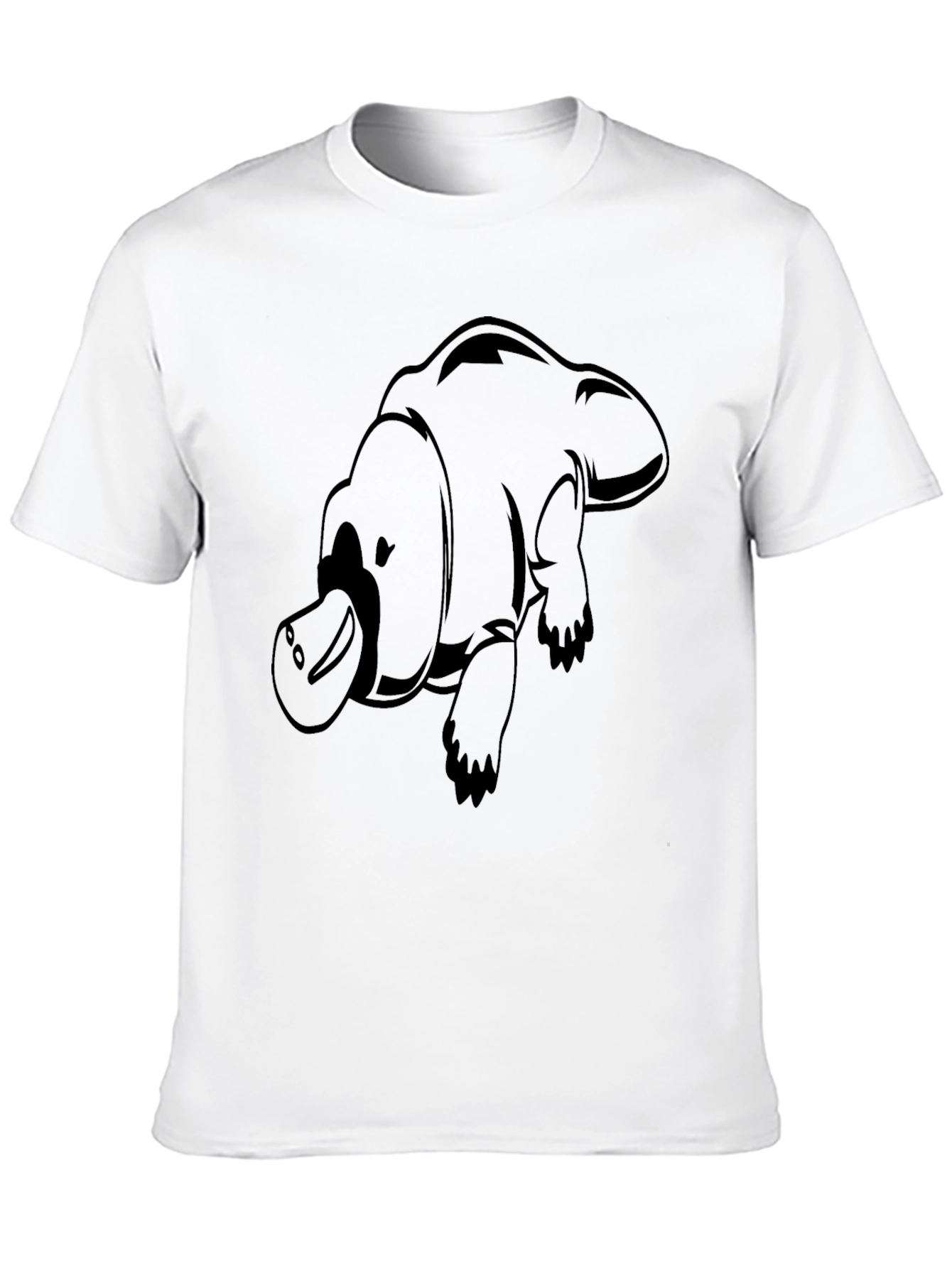 Cool Platypus Graphic Print Black T-Shirt
