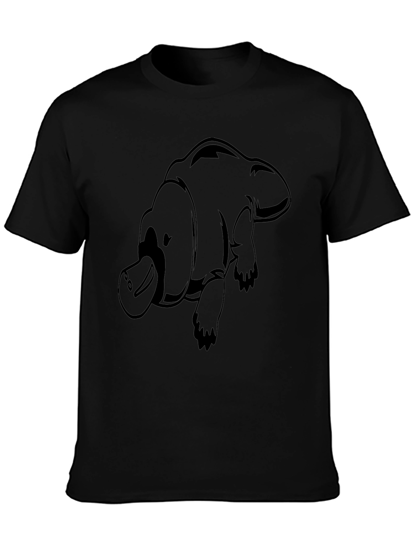 Cool Platypus Graphic Print Black T-Shirt