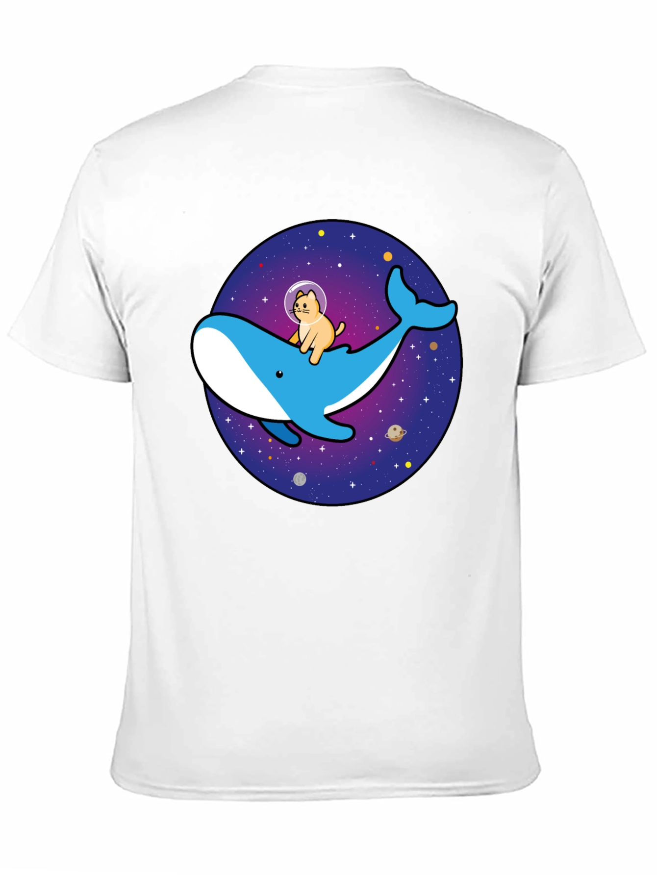 Cat Astronaut Riding Whale Space T-Shirt