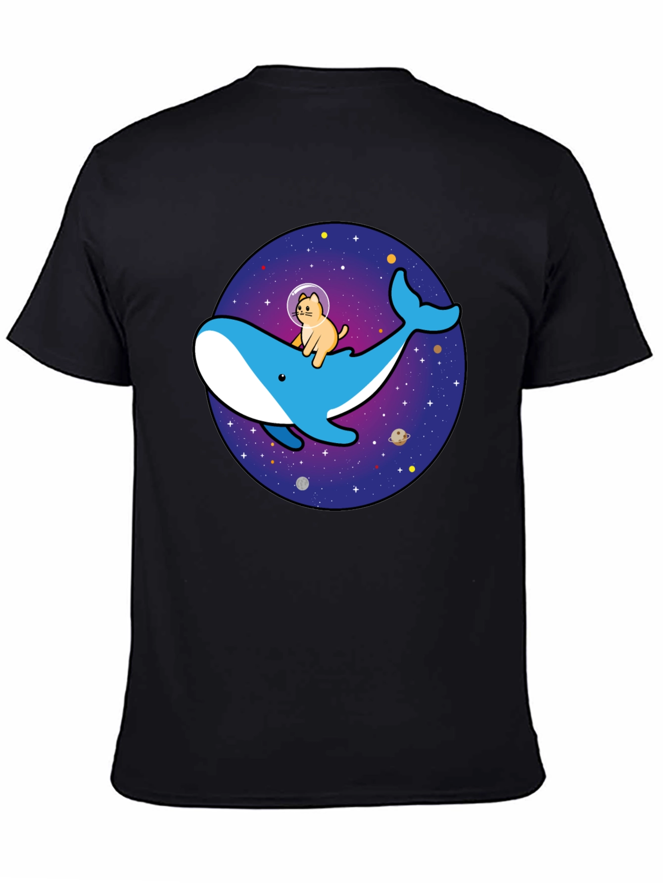 Cat Astronaut Riding Whale Space T-Shirt