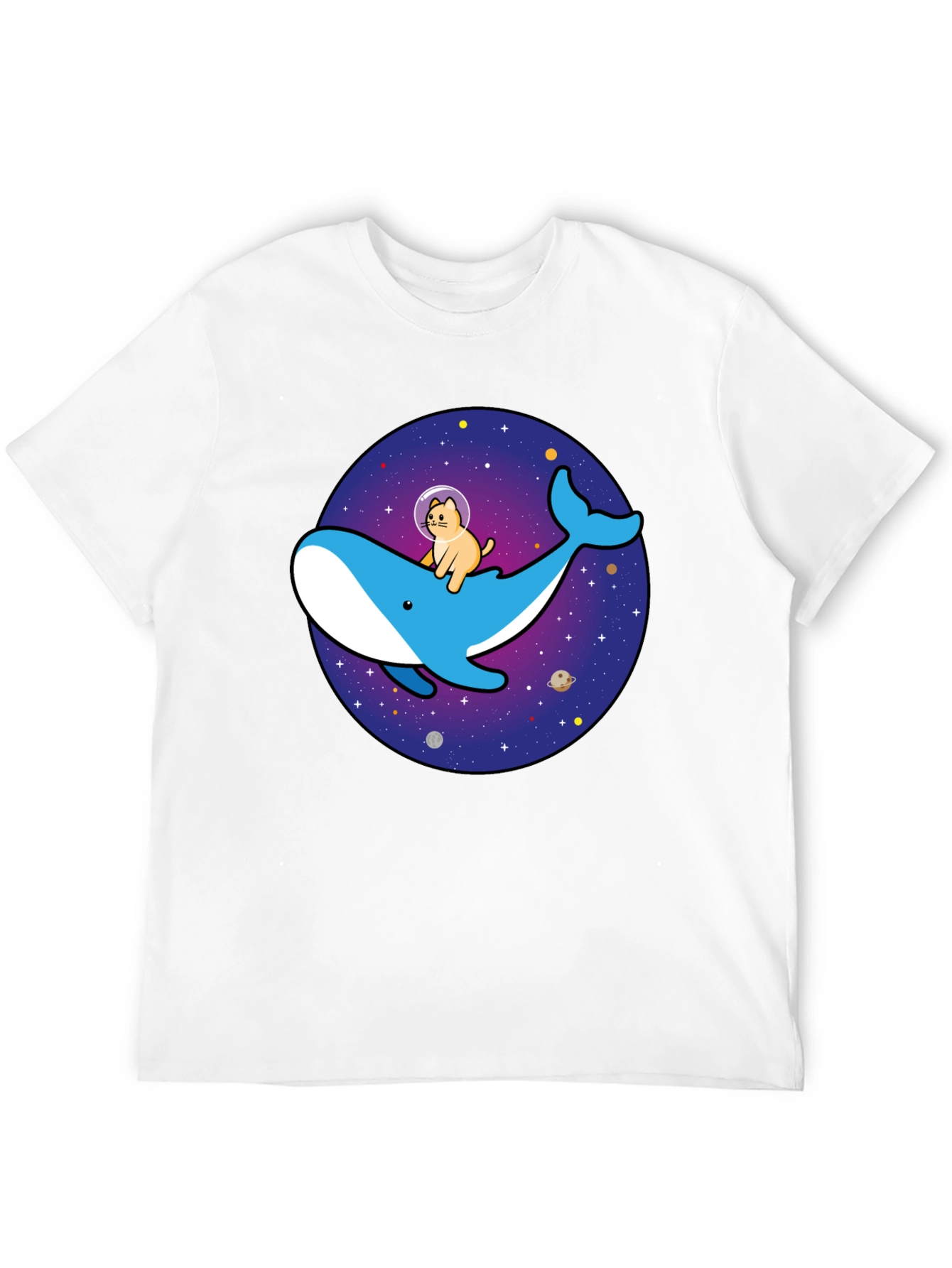 Cat Astronaut Riding Whale Space T-Shirt