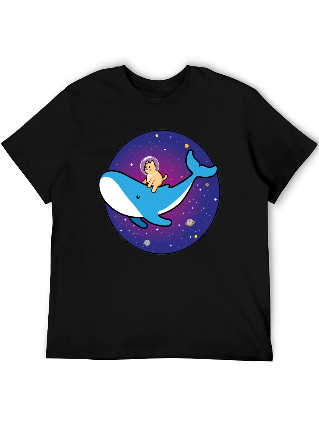 Cat Astronaut Riding Whale Space T-Shirt