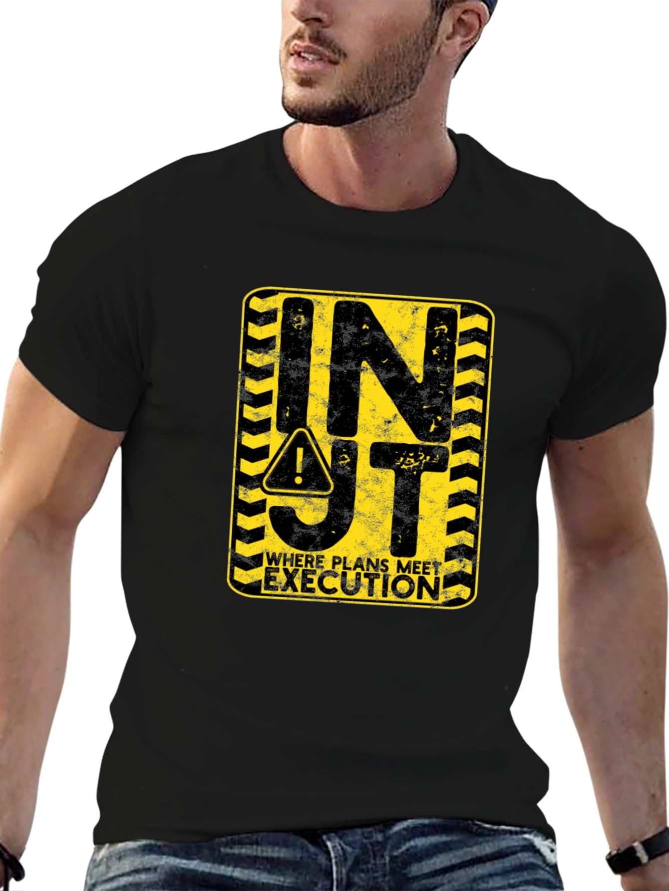 INJT Construction Sign Black Graphic Tee