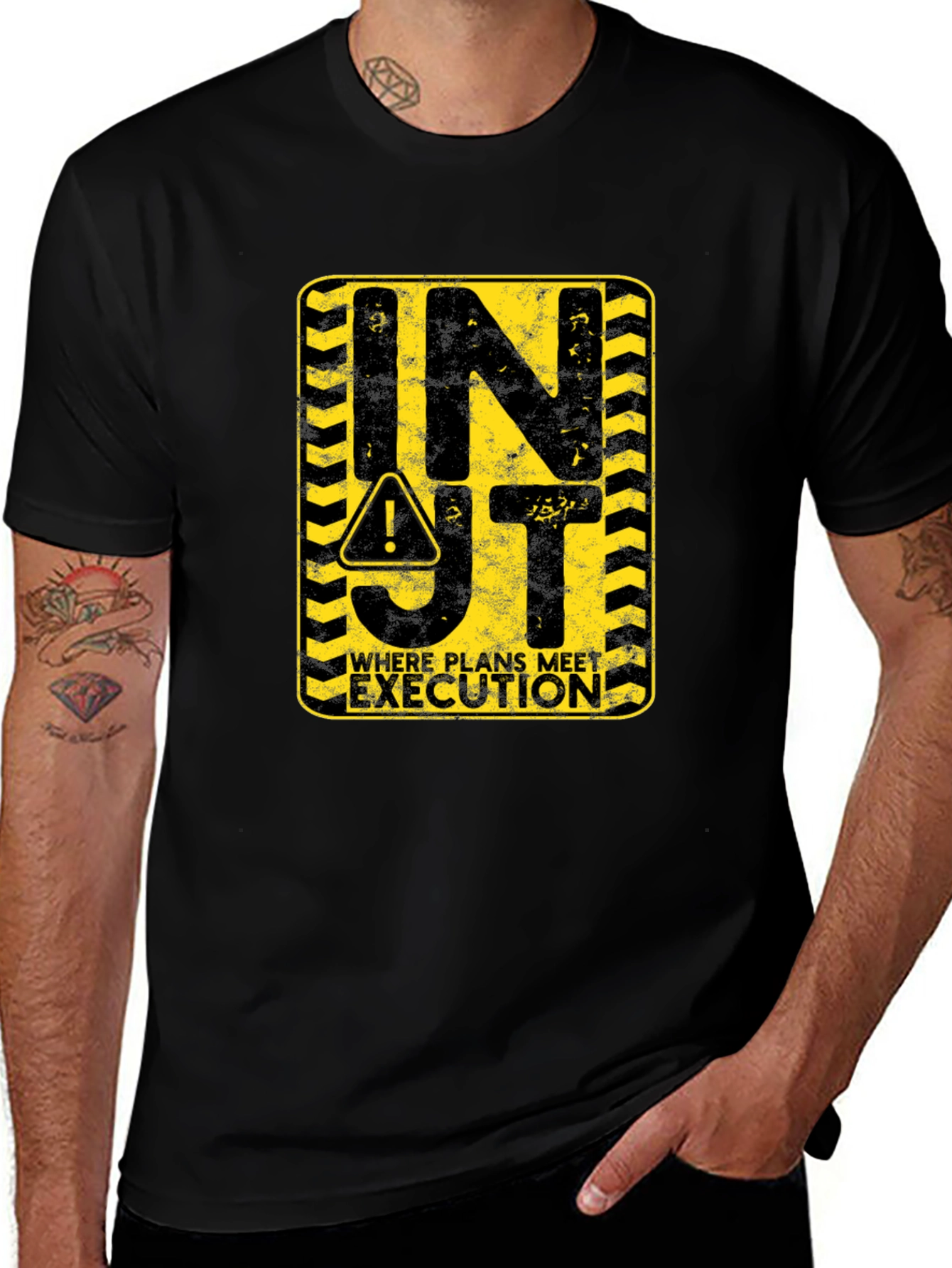INJT Construction Sign Black Graphic Tee