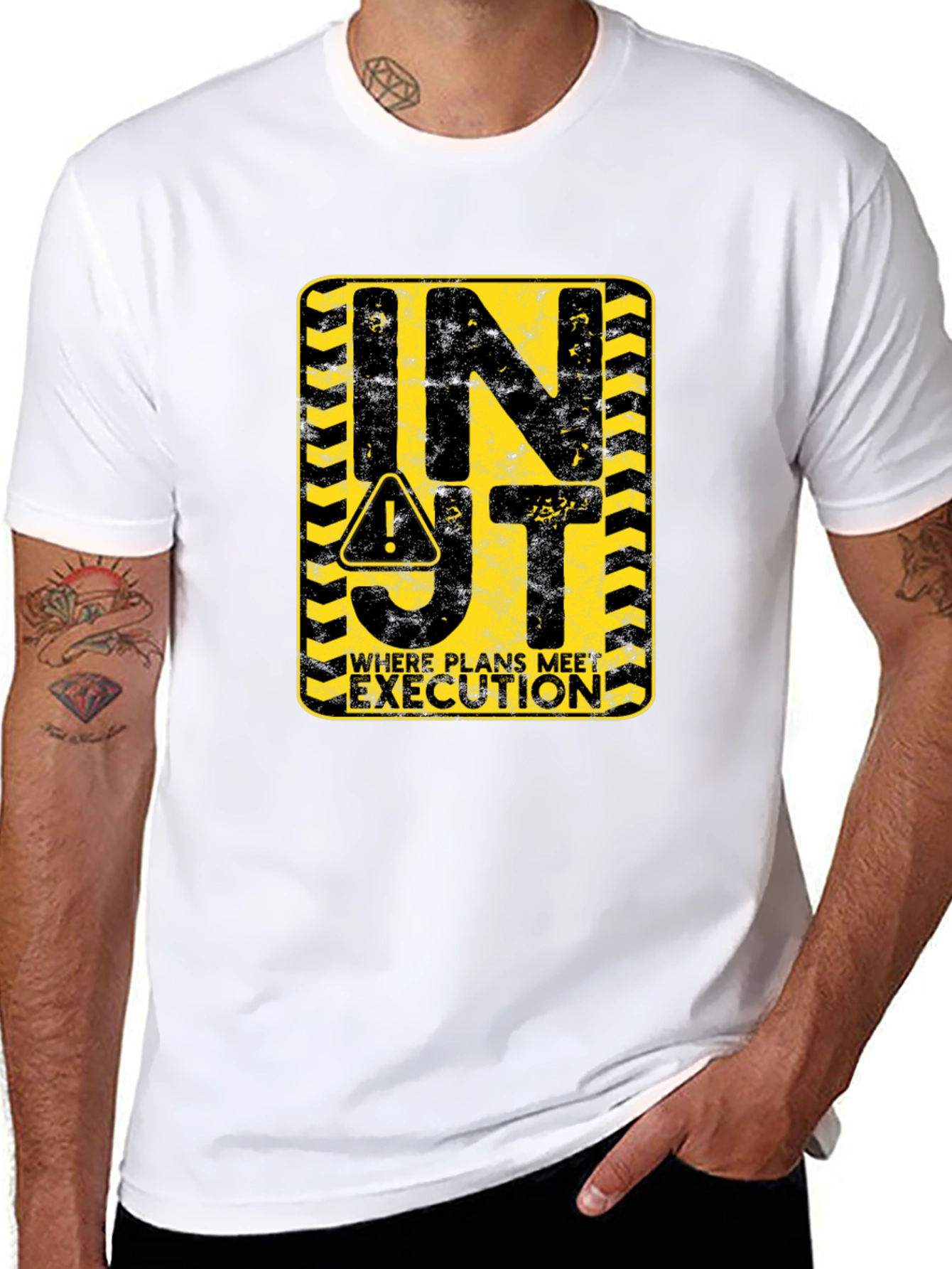 INJT Construction Sign Black Graphic Tee