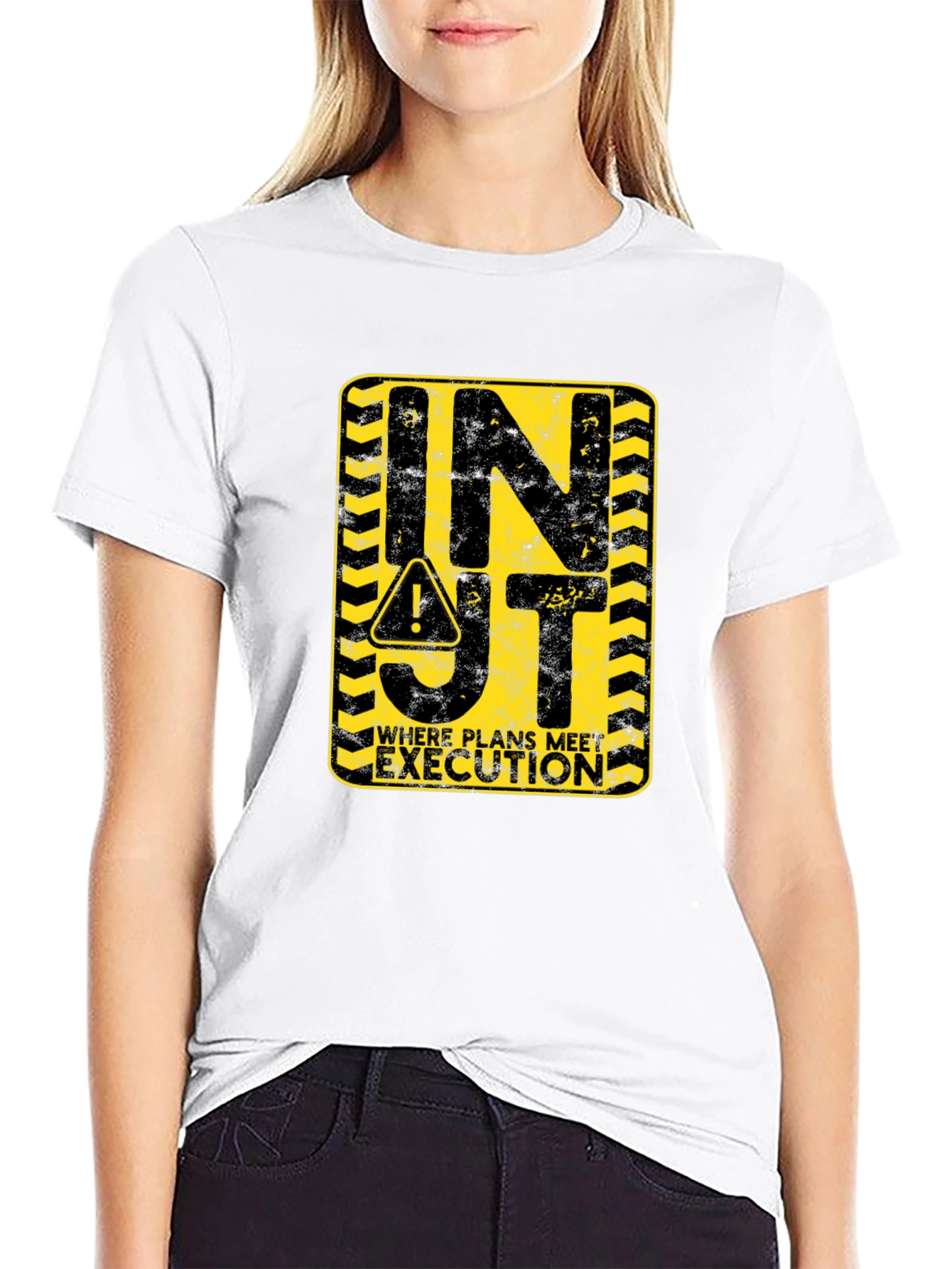INJT Construction Sign Black Graphic Tee