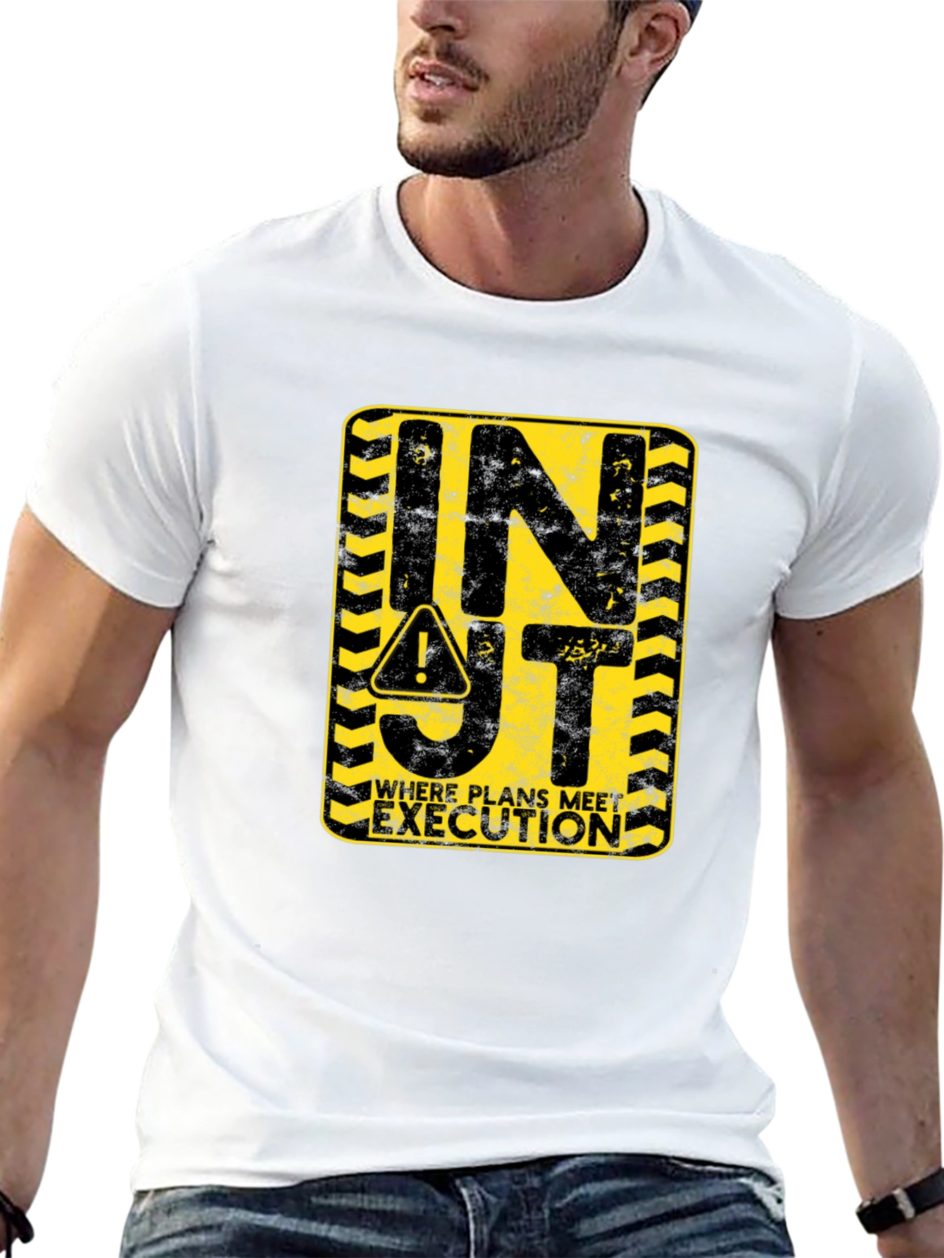 INJT Construction Sign Black Graphic Tee