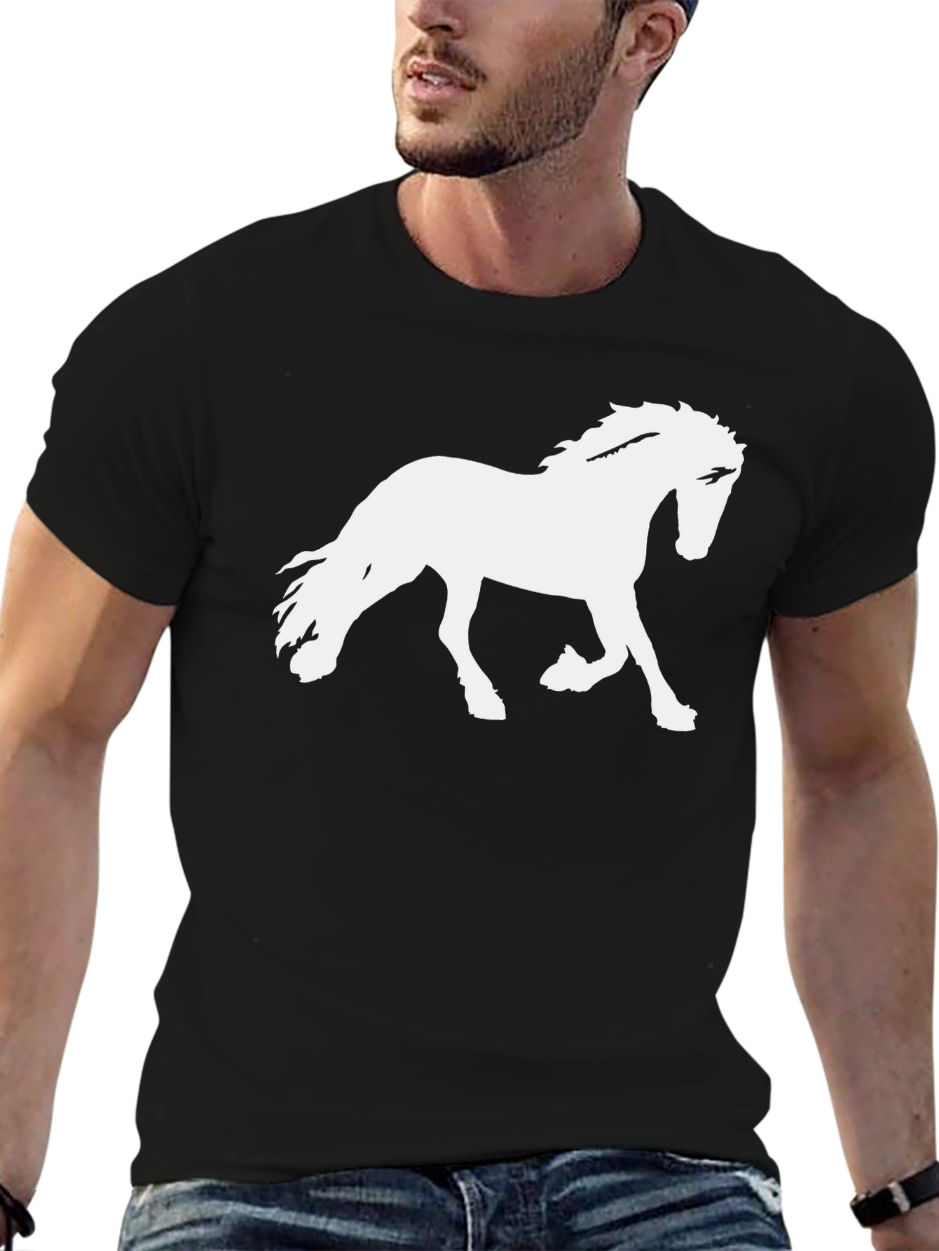 Horse Graphic Tee - Stylish Black T-Shirt