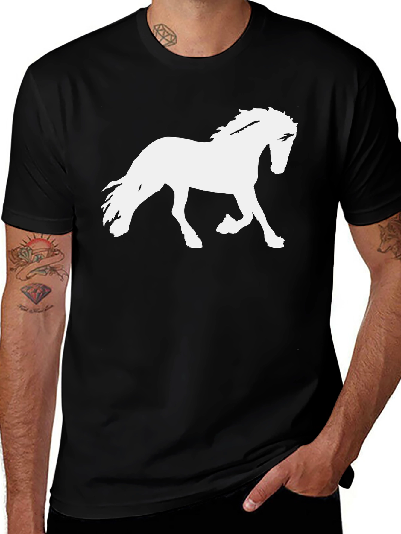 Horse Graphic Tee - Stylish Black T-Shirt