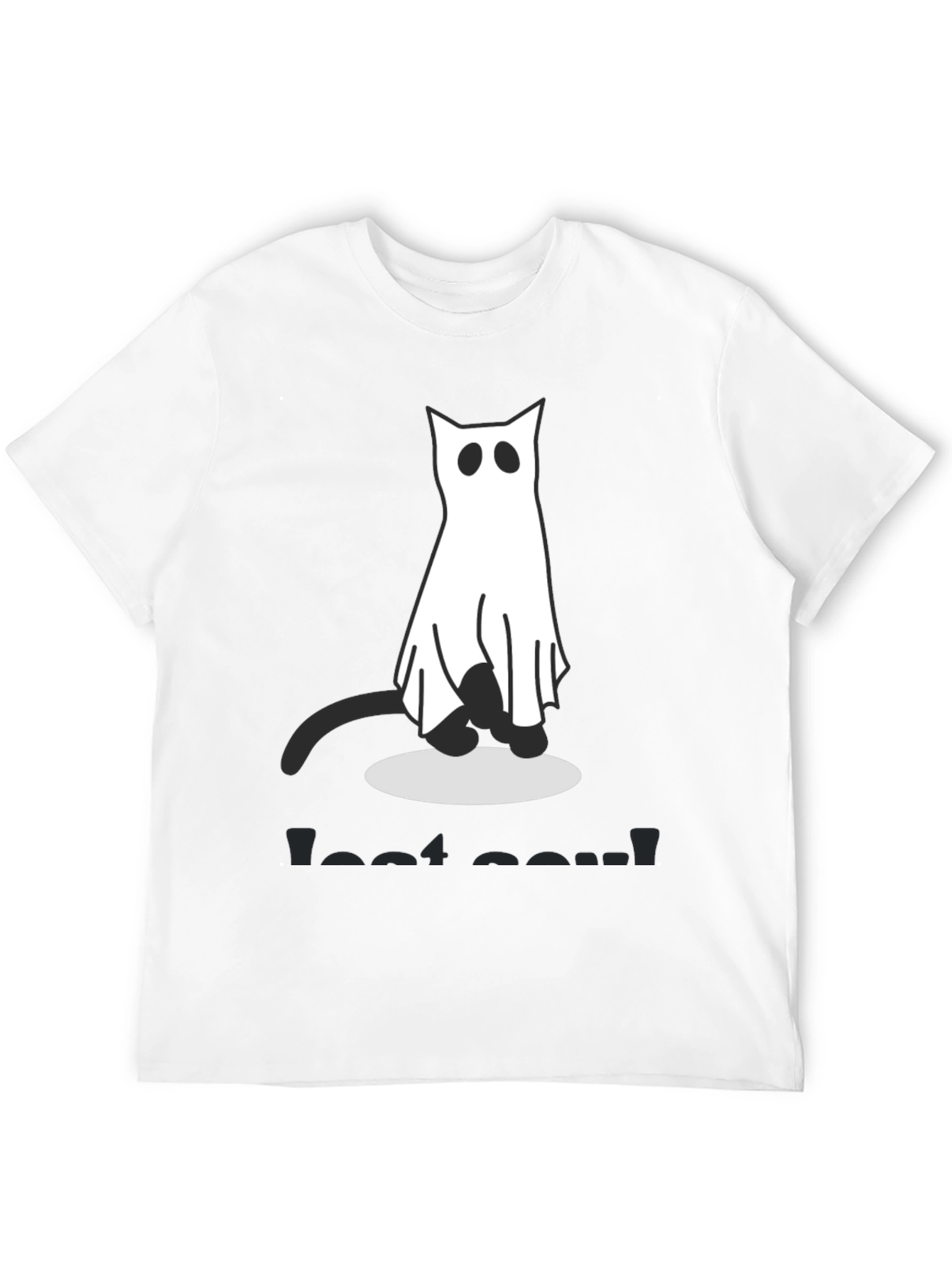 Ghost Cat Graphic Tee - Spooky Season Shirt