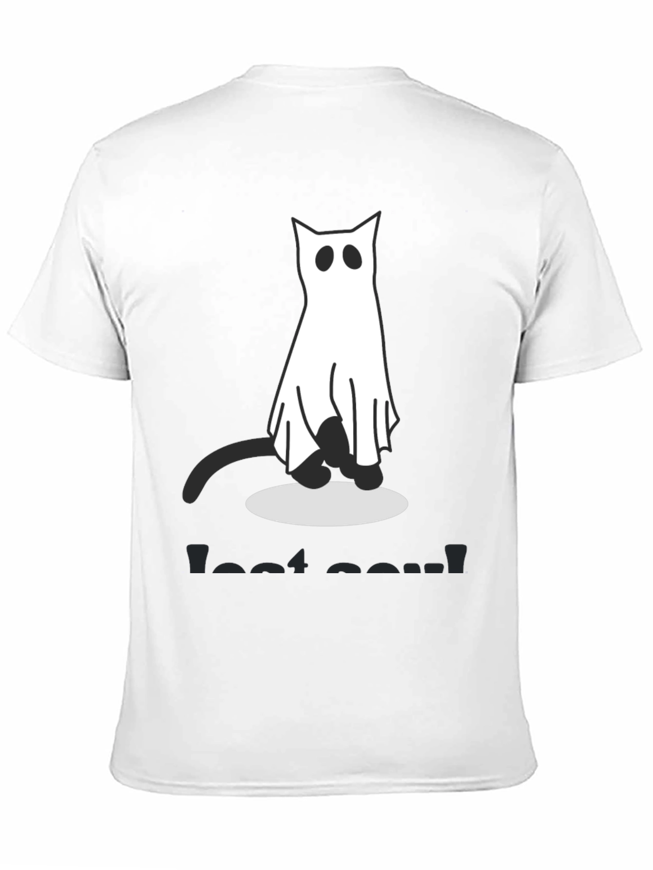 Ghost Cat Graphic Tee - Spooky Season Shirt