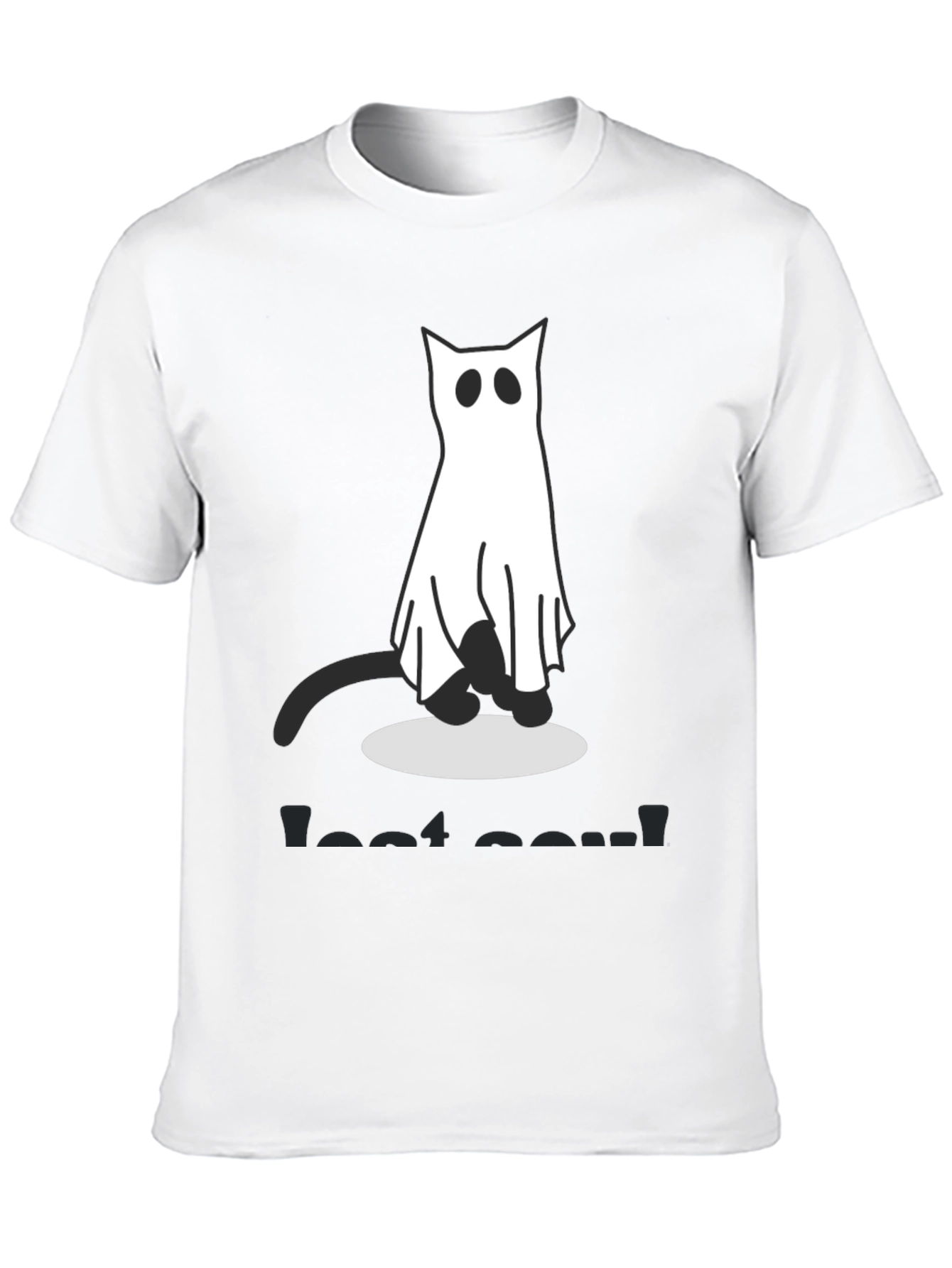 Ghost Cat Graphic Tee - Spooky Season Shirt