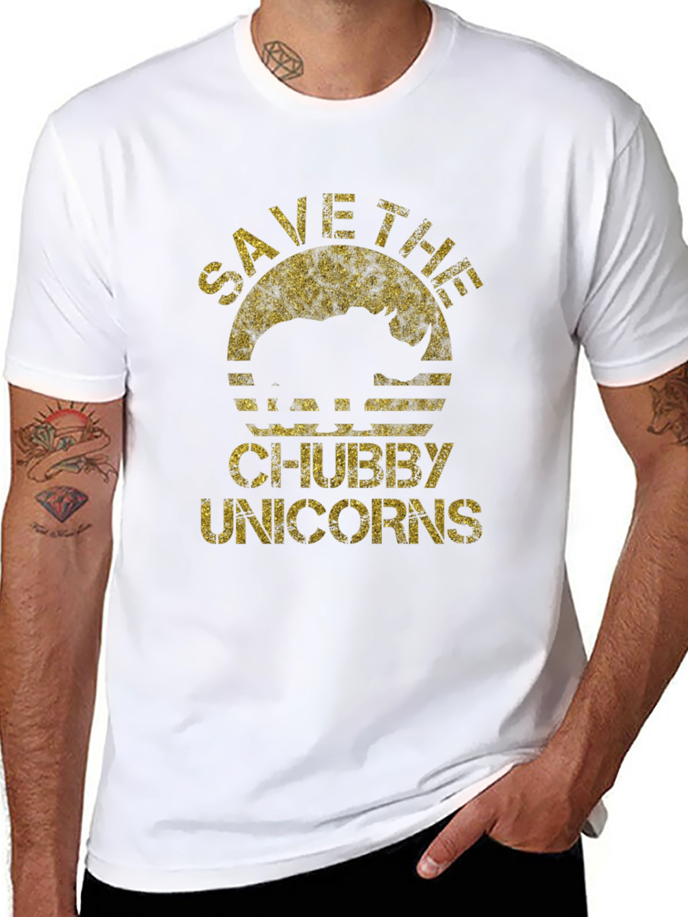 Save the Chubby Unicorns Black T-Shirt