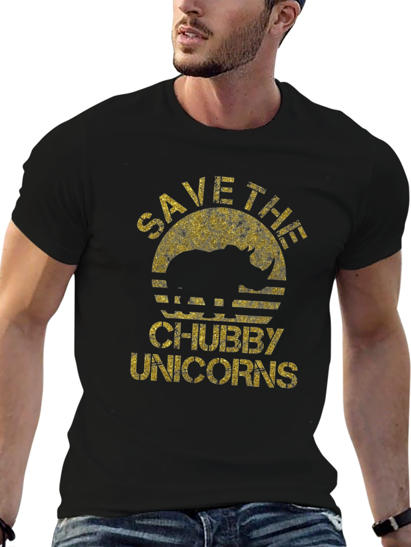 Save the Chubby Unicorns Black T-Shirt
