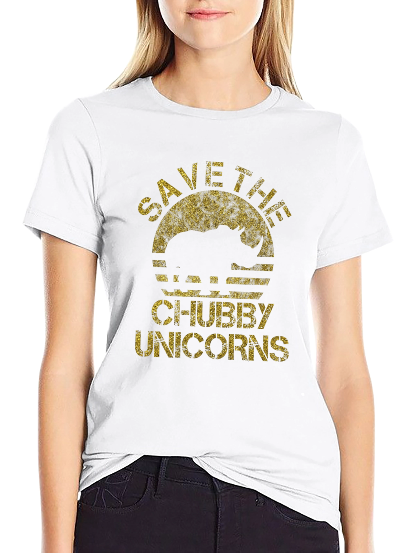 Save the Chubby Unicorns Black T-Shirt