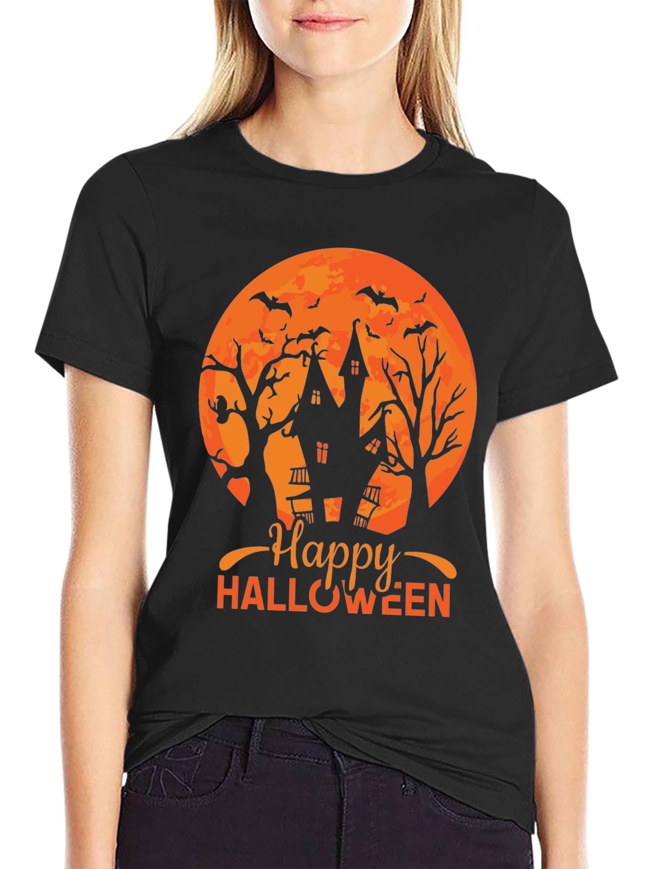 Happy Halloween T-Shirt - Spooky Haunted House Design