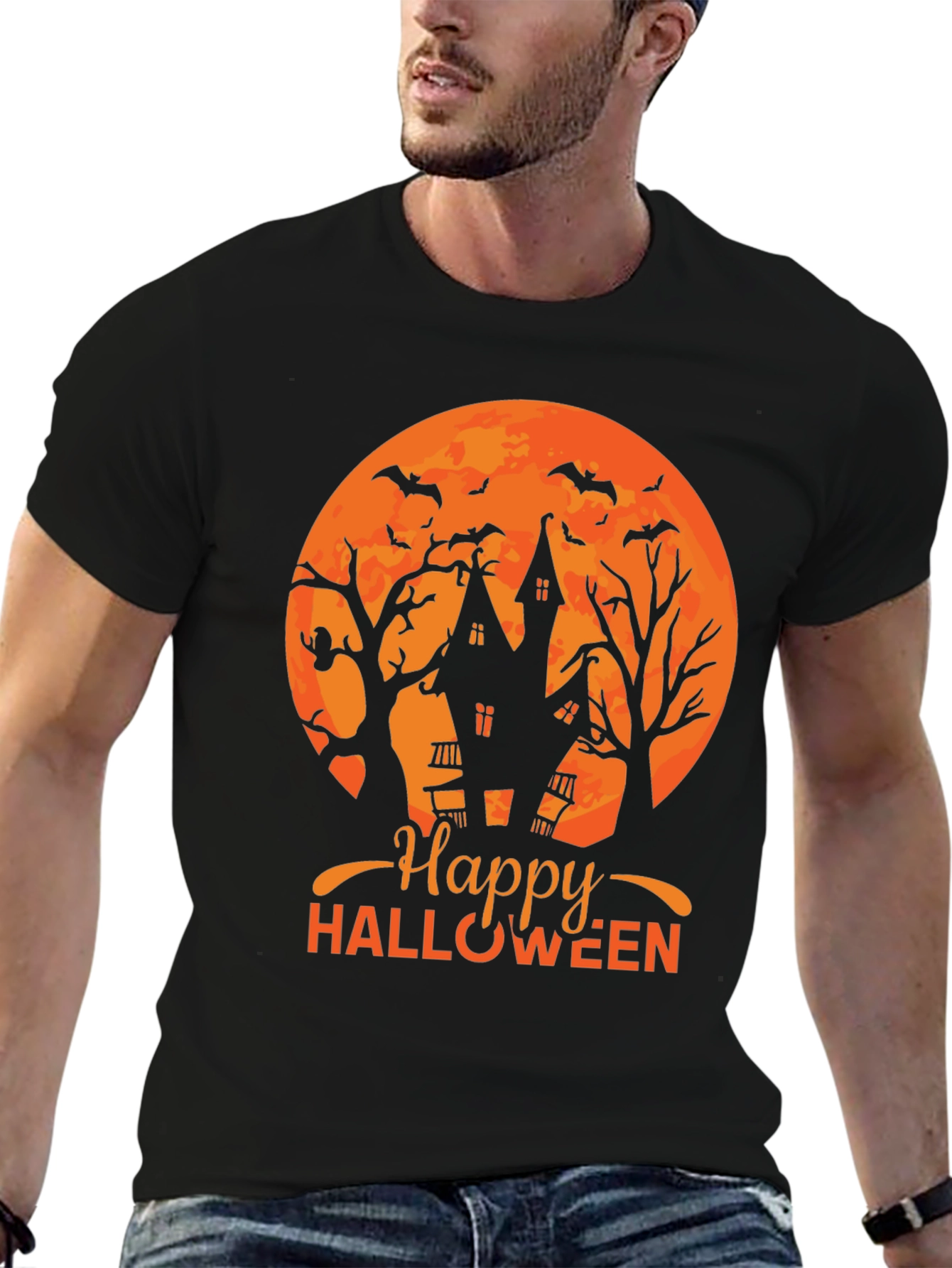 Happy Halloween T-Shirt - Spooky Haunted House Design