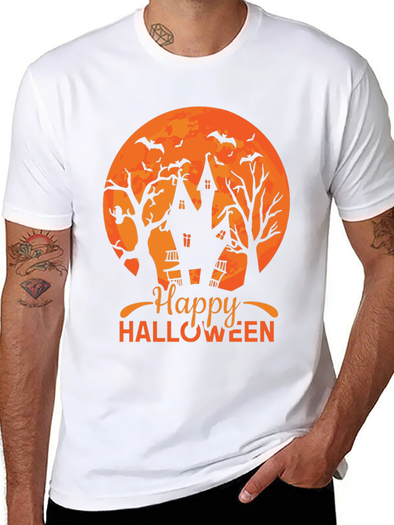 Happy Halloween T-Shirt - Spooky Haunted House Design