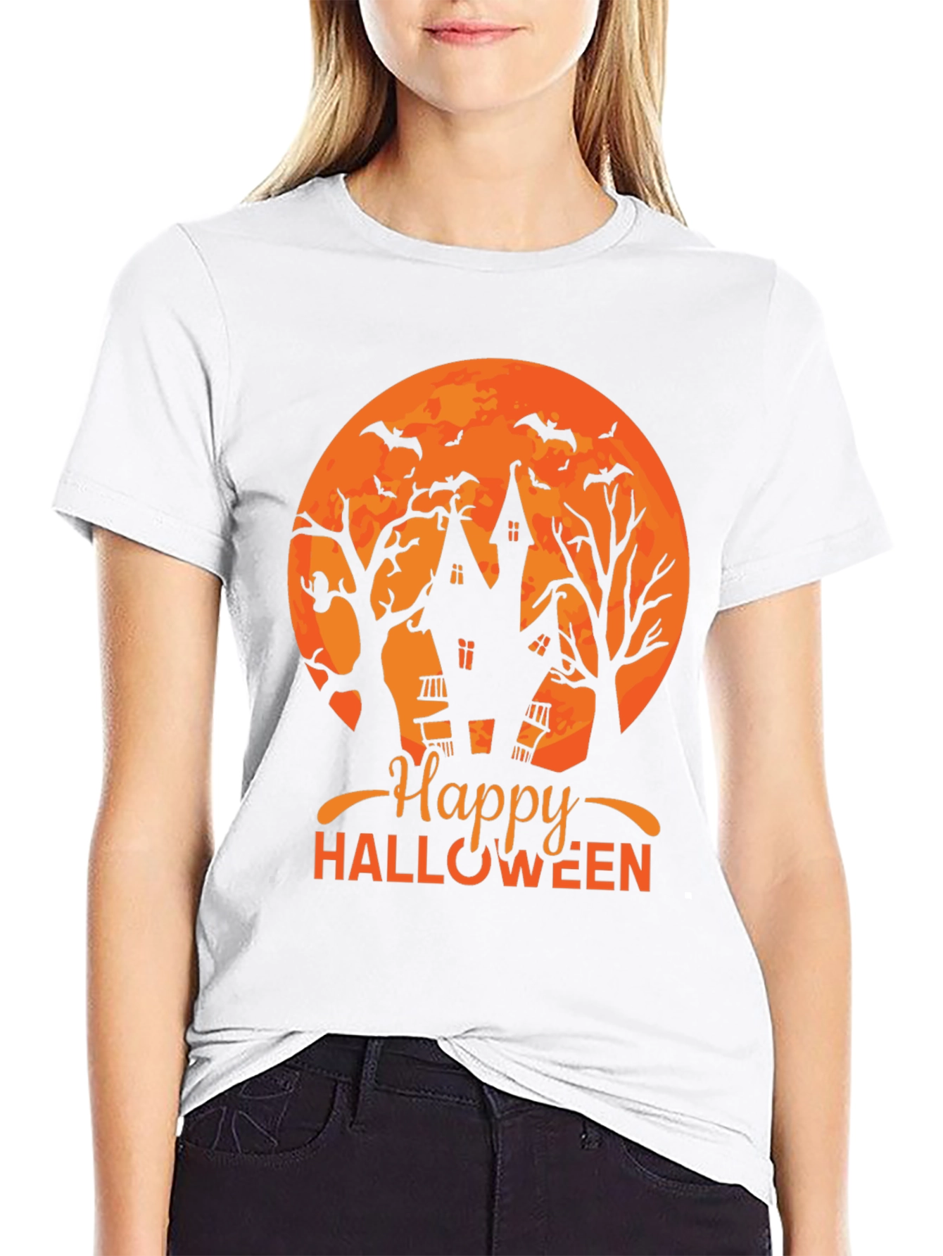 Happy Halloween T-Shirt - Spooky Haunted House Design