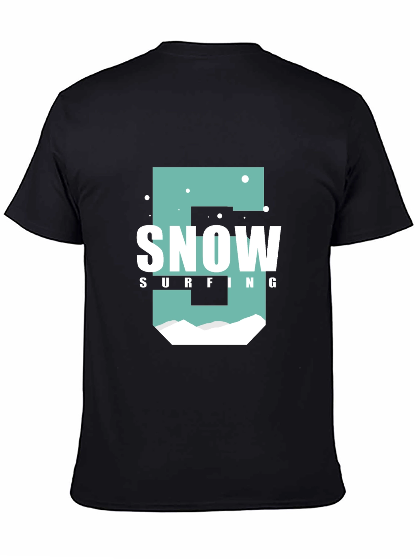 Snow Surfing Graphic T-Shirt Black Cotton Tee