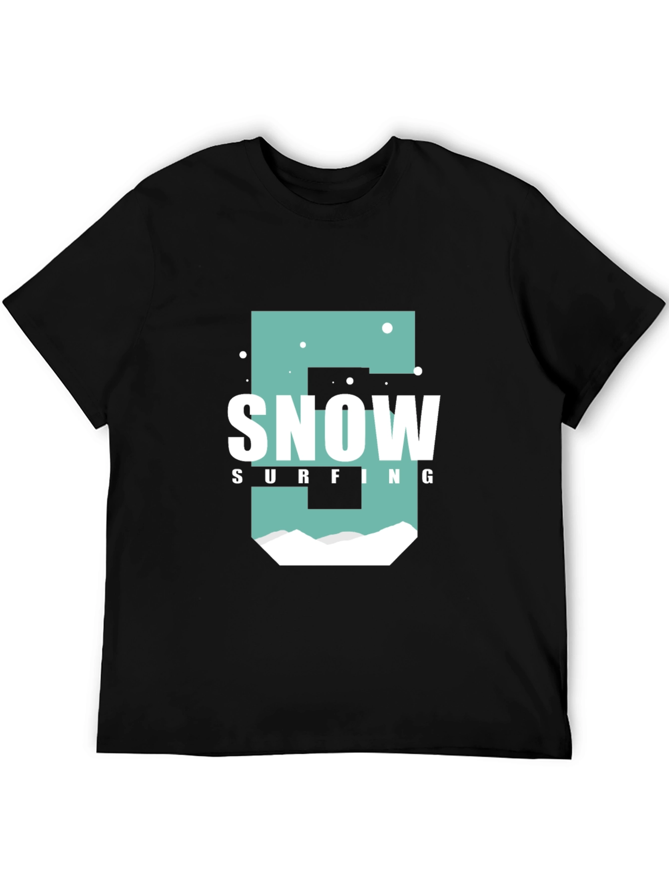 Snow Surfing Graphic T-Shirt Black Cotton Tee