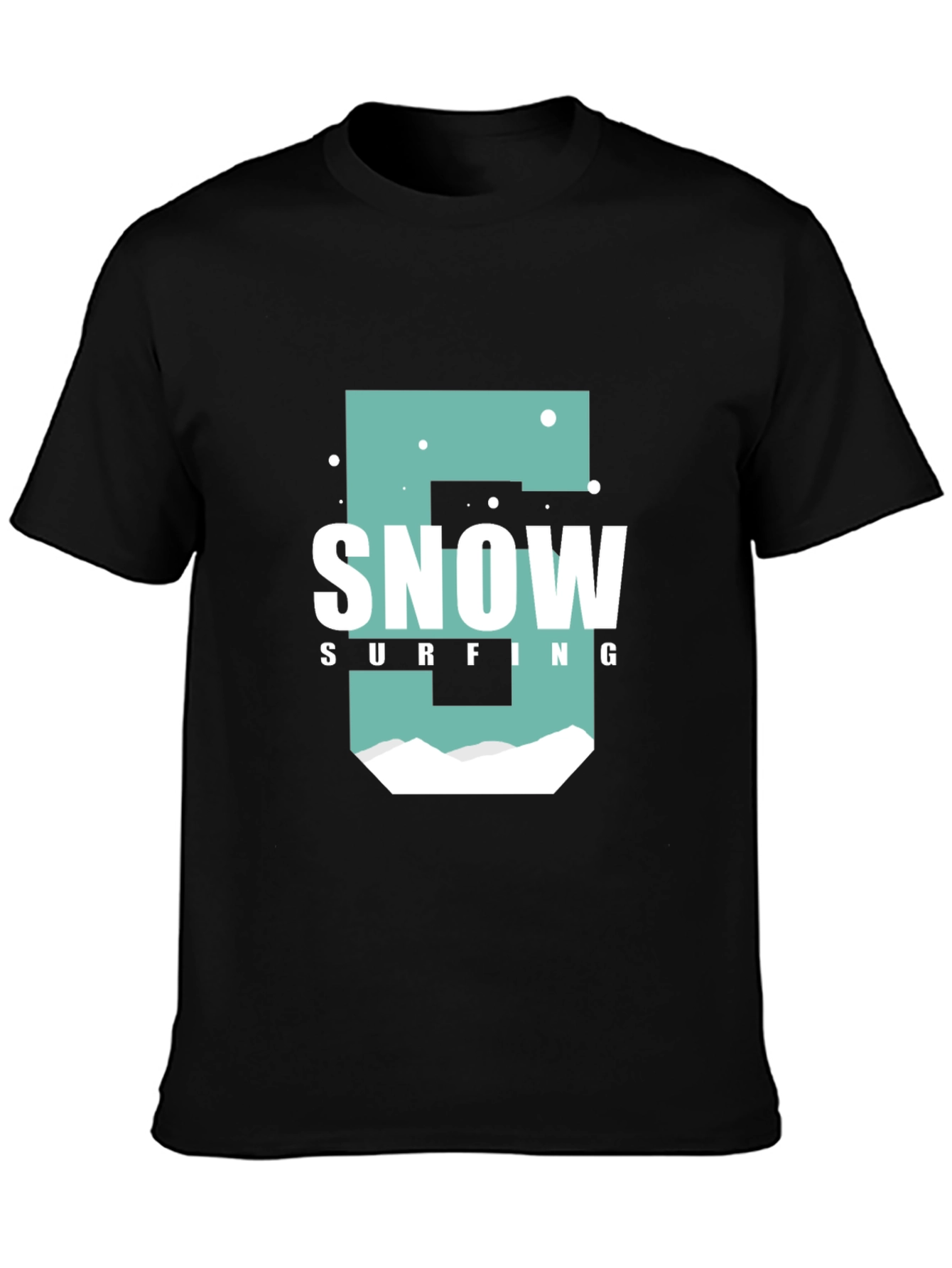 Snow Surfing Graphic T-Shirt Black Cotton Tee