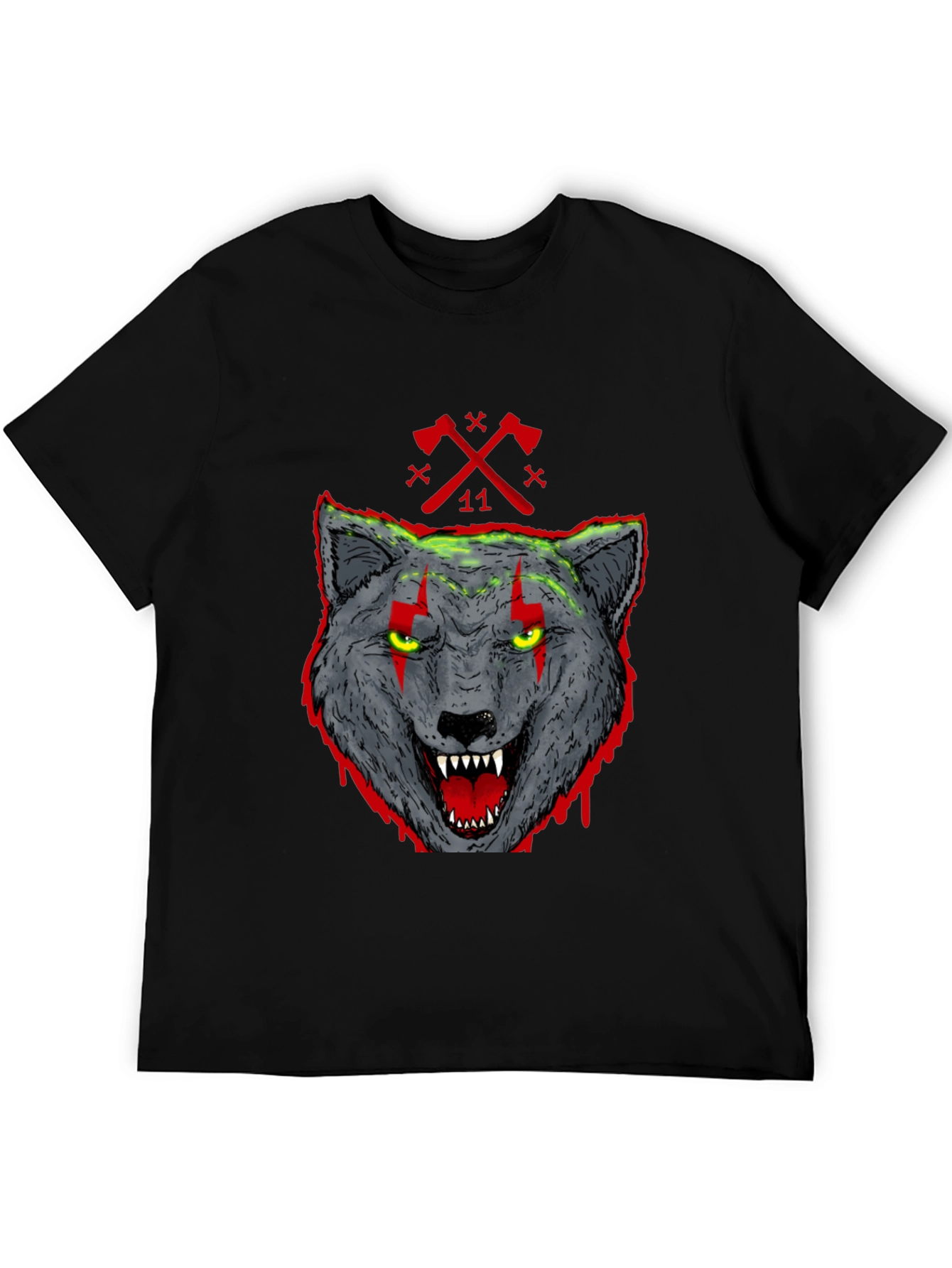 Wolf Graphic Print T-Shirt - Mens Black Tee