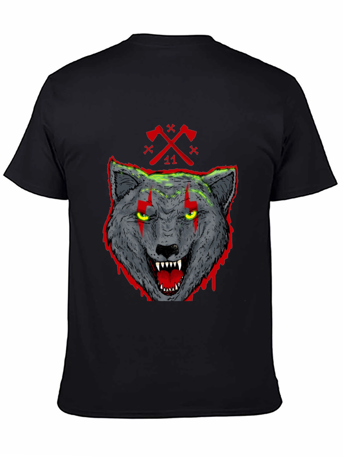 Wolf Graphic Print T-Shirt - Mens Black Tee