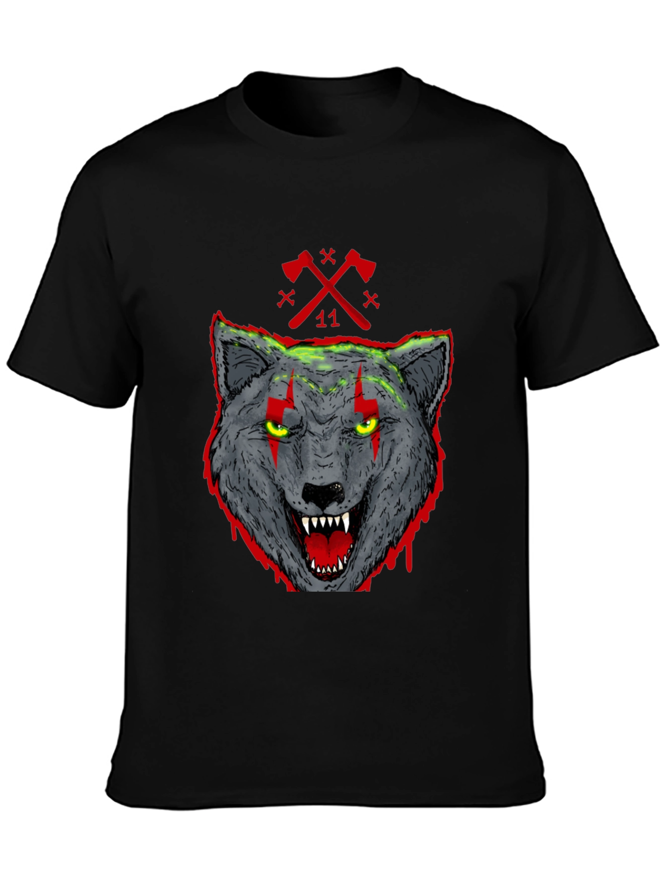 Wolf Graphic Print T-Shirt - Mens Black Tee