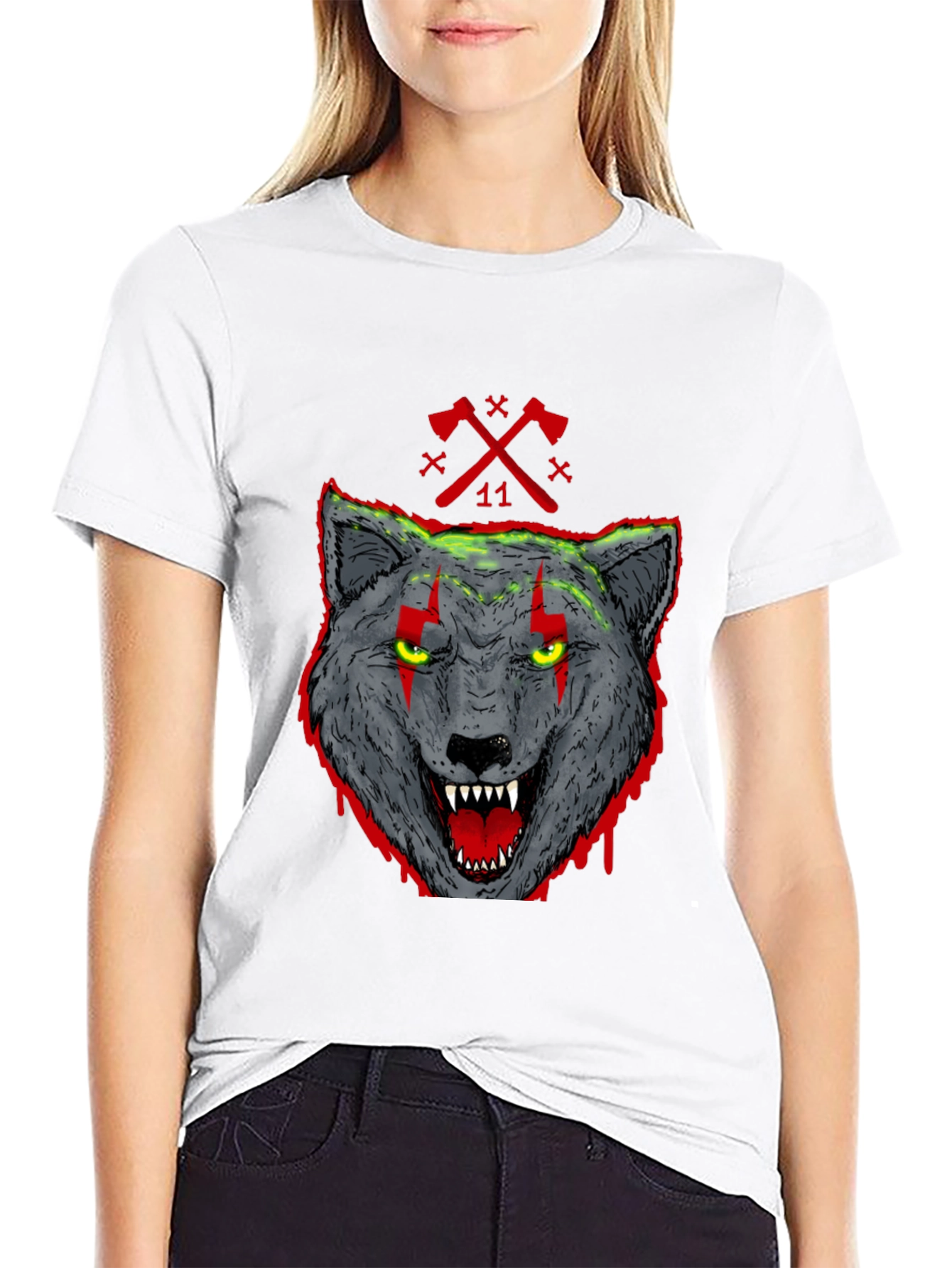 Wolf Graphic Print T-Shirt - Mens Black Tee