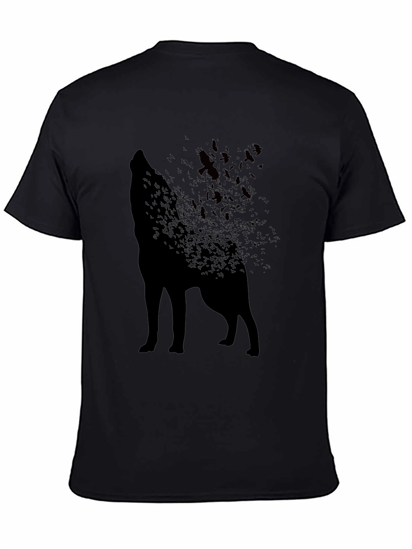 Wolf Silhouette T-Shirt - Unique Bird Design