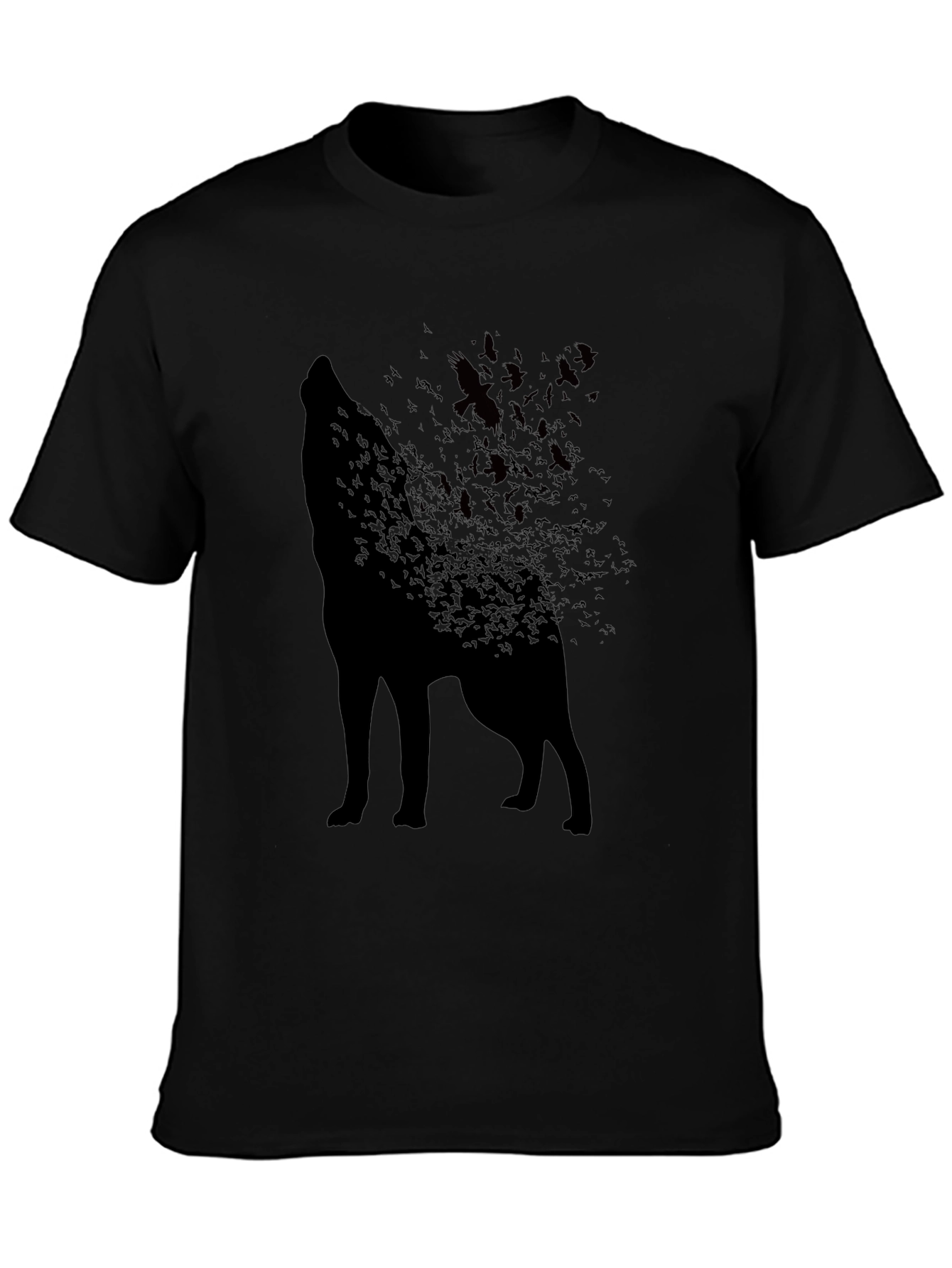 Wolf Silhouette T-Shirt - Unique Bird Design