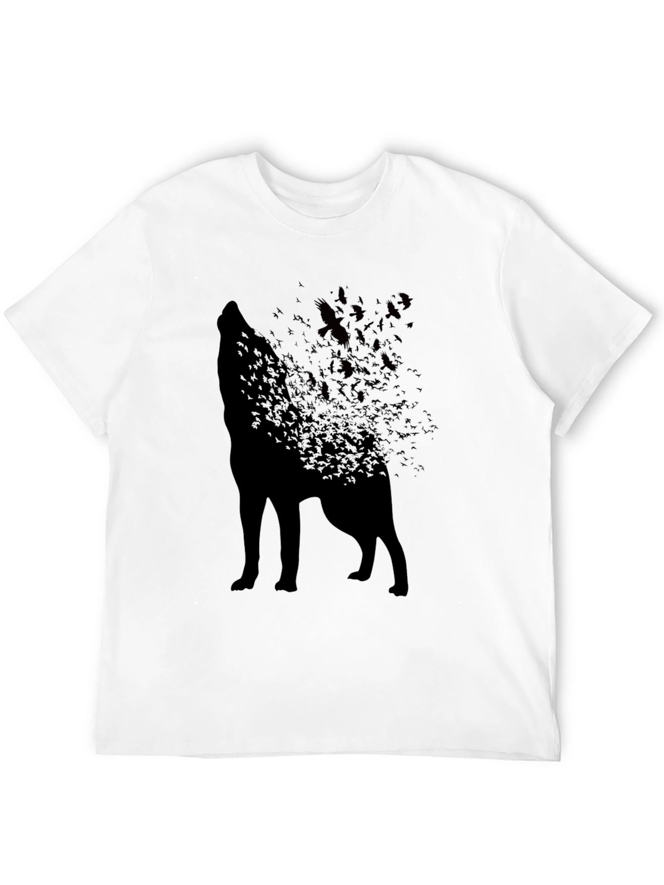 Wolf Silhouette T-Shirt - Unique Bird Design