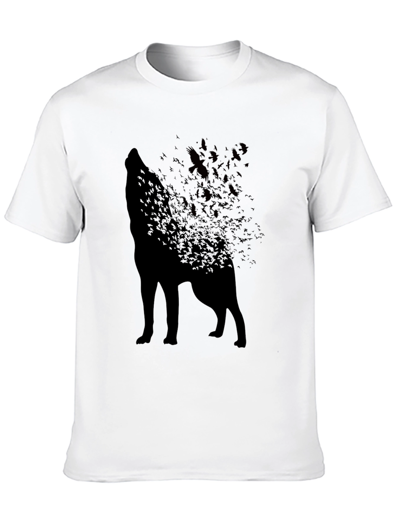 Wolf Silhouette T-Shirt - Unique Bird Design