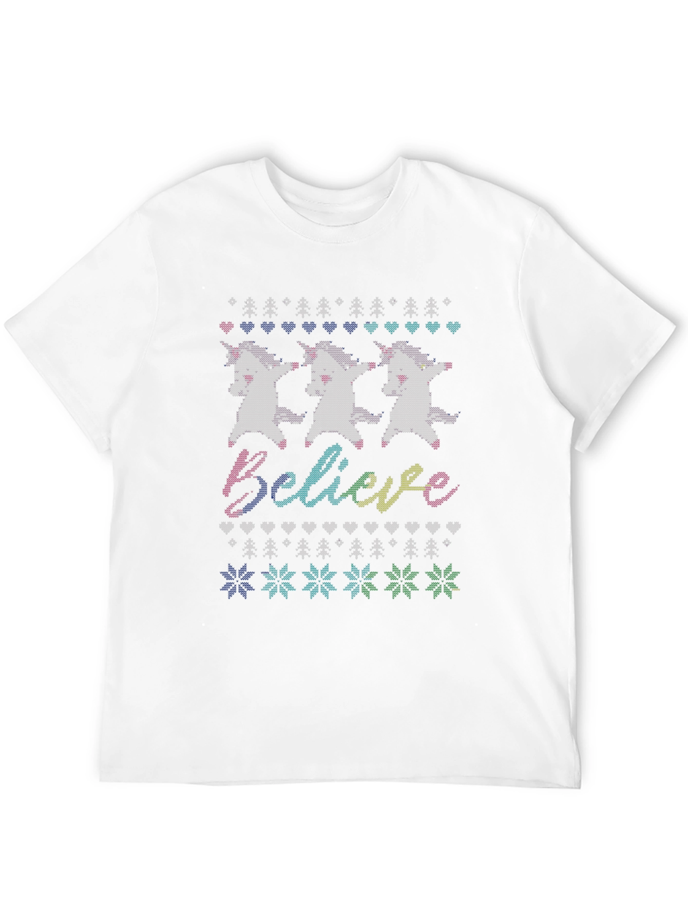 Unicorn Believe Ugly Christmas Sweater T-Shirt