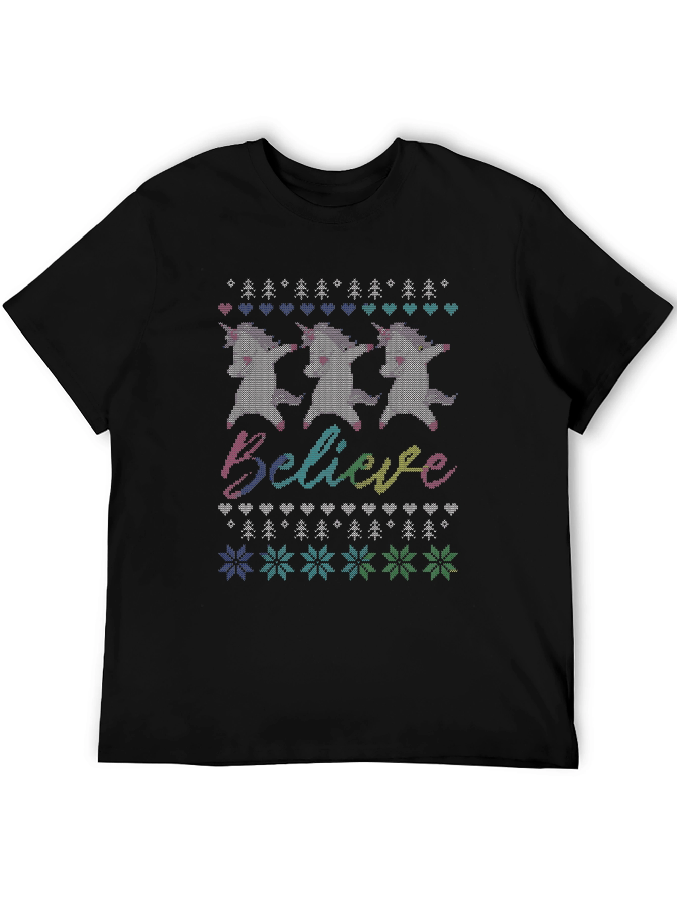 Unicorn Believe Ugly Christmas Sweater T-Shirt