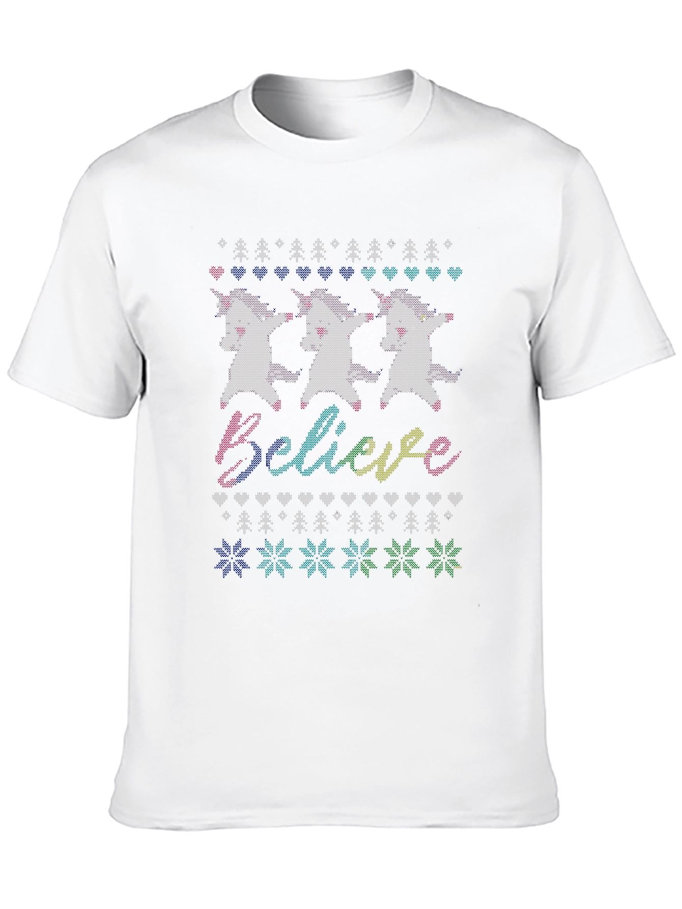Unicorn Believe Ugly Christmas Sweater T-Shirt