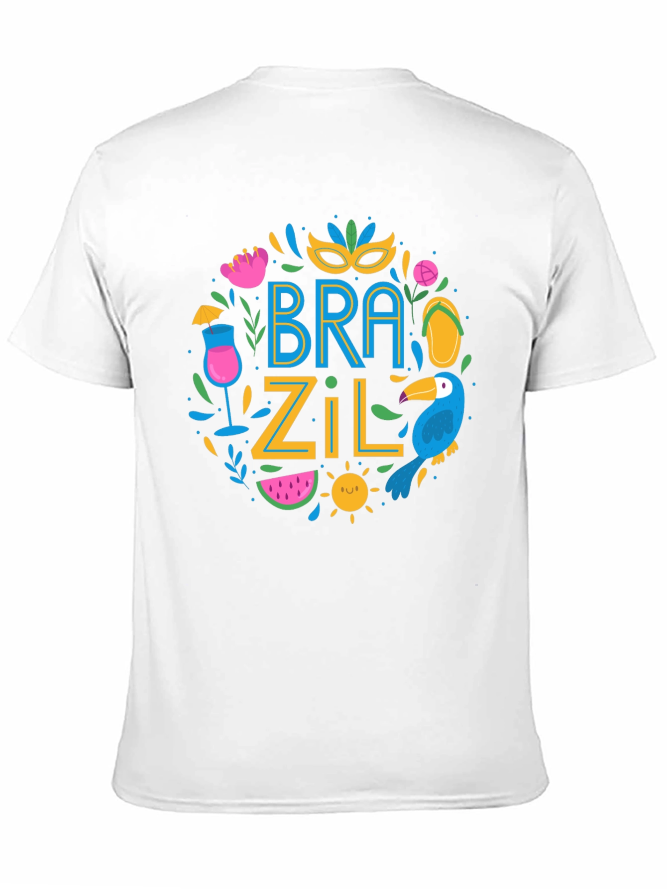 Brazil Themed Graphic Print Black T-Shirt