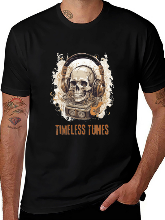 Timeless Tunes Skull Graphic Tee - Music Lovers T-Shirt
