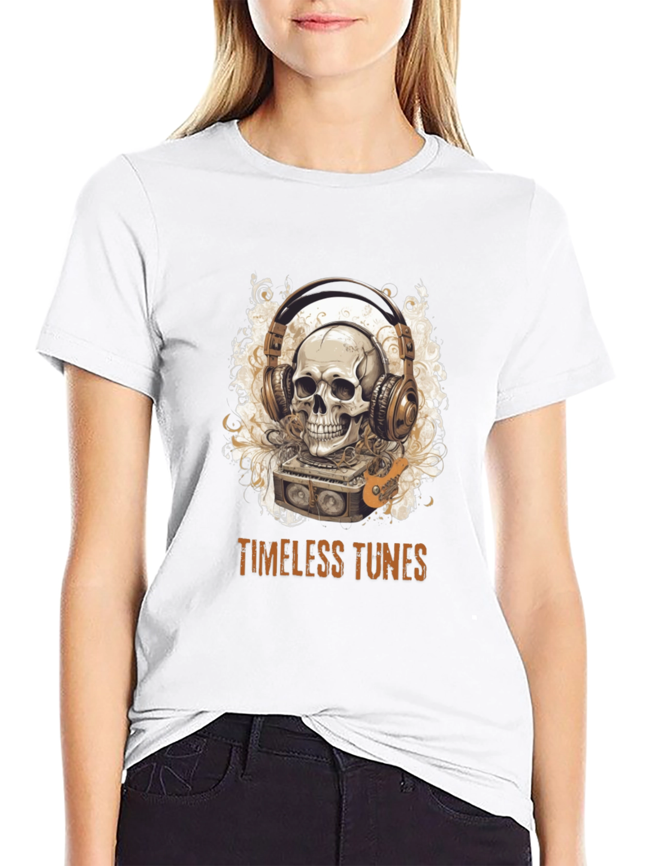 Timeless Tunes Skull Graphic Tee - Music Lovers T-Shirt