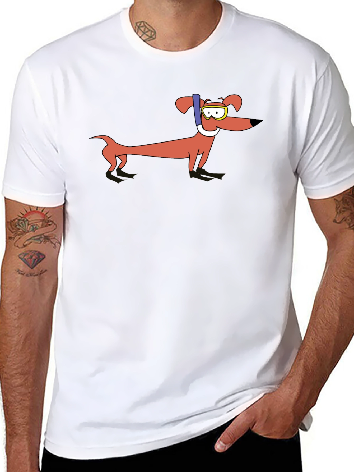 Dachshund Snorkeler Graphic T-Shirt - Unisex Black Tee