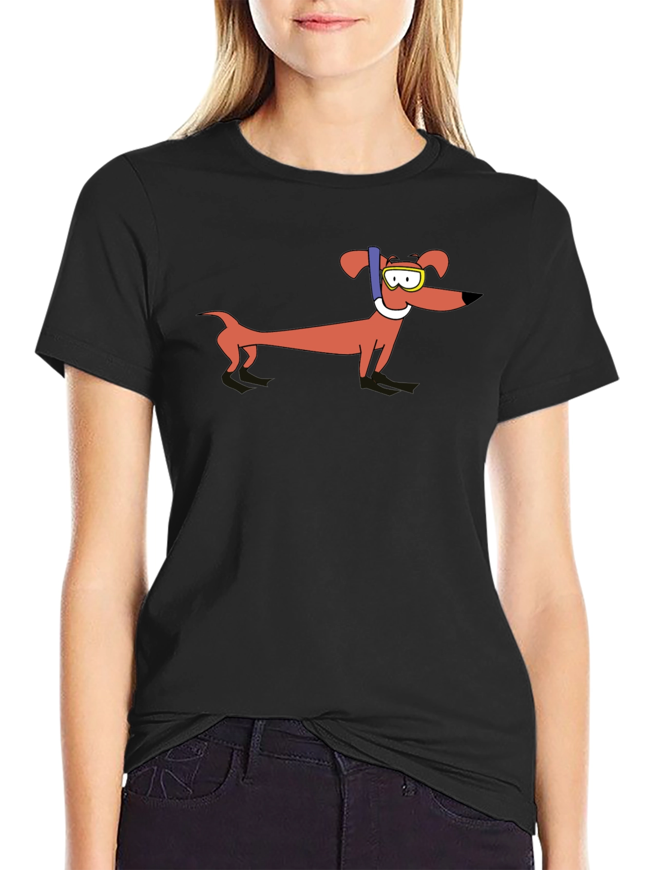 Dachshund Snorkeler Graphic T-Shirt - Unisex Black Tee