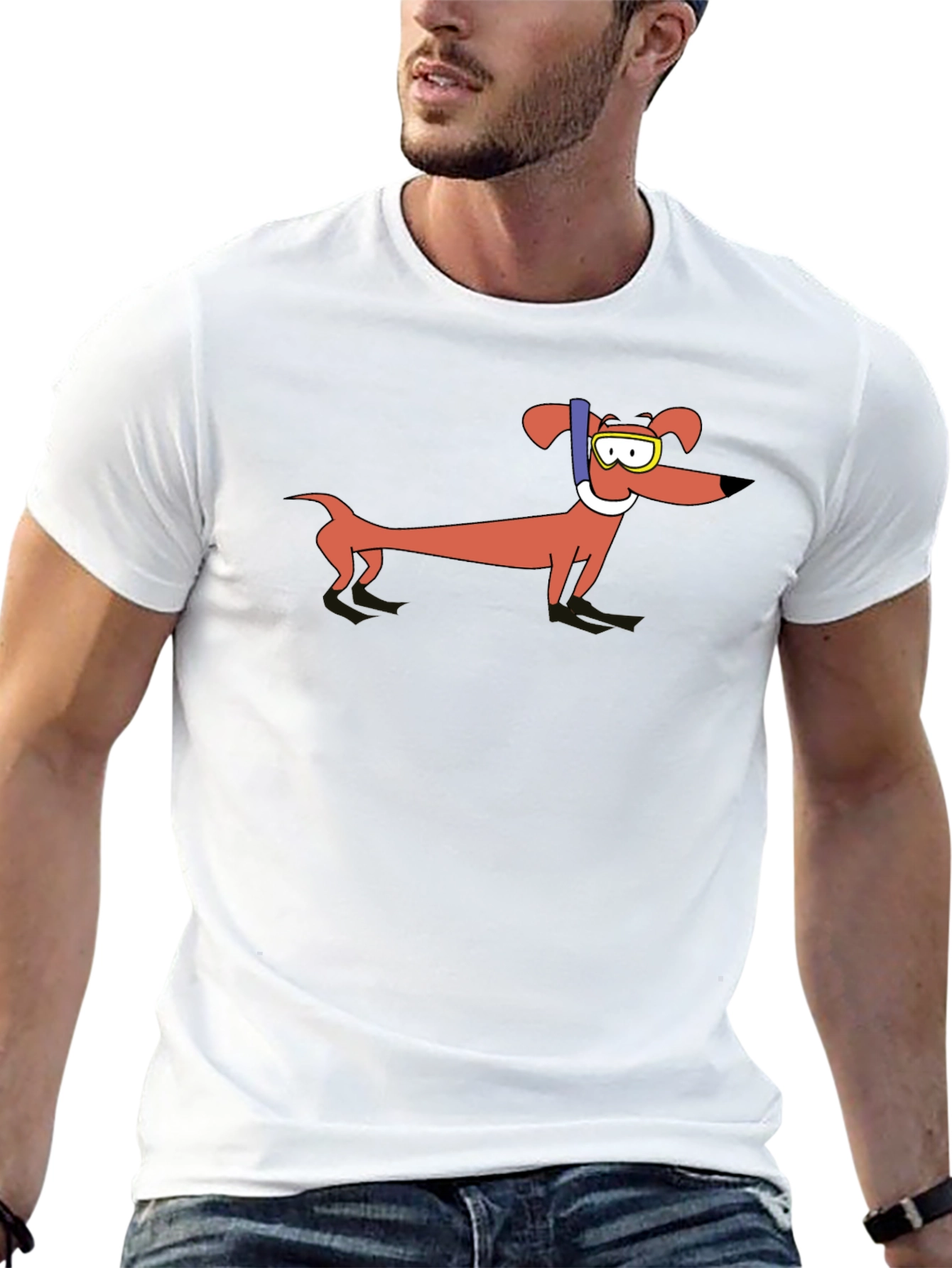 Dachshund Snorkeler Graphic T-Shirt - Unisex Black Tee