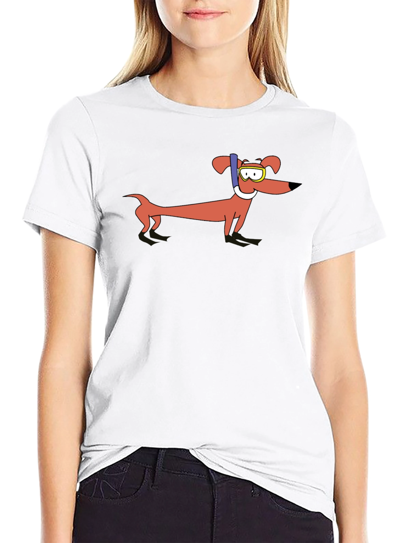 Dachshund Snorkeler Graphic T-Shirt - Unisex Black Tee