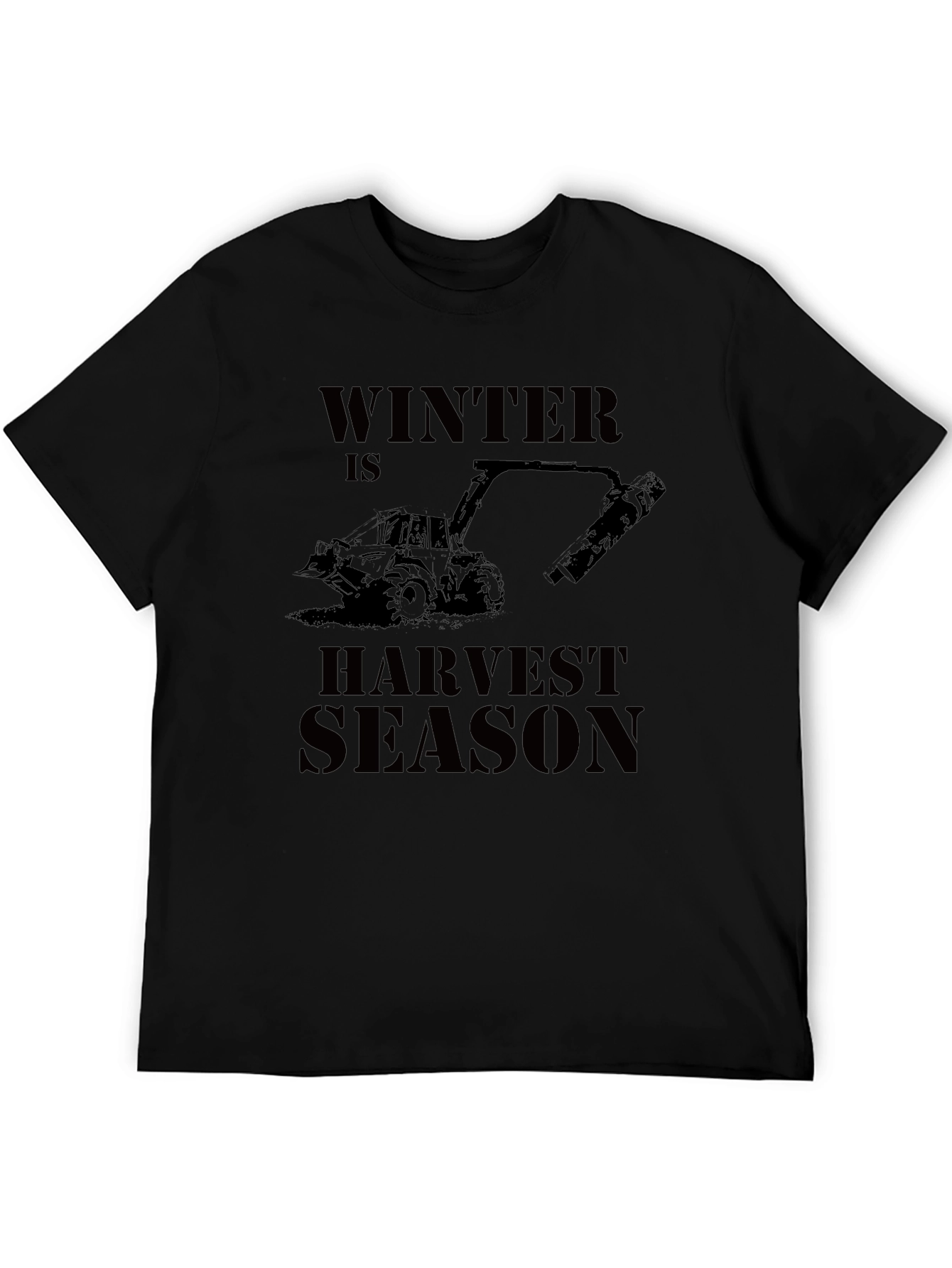 Winter is Harvest Season Black Graphic T-Shirt